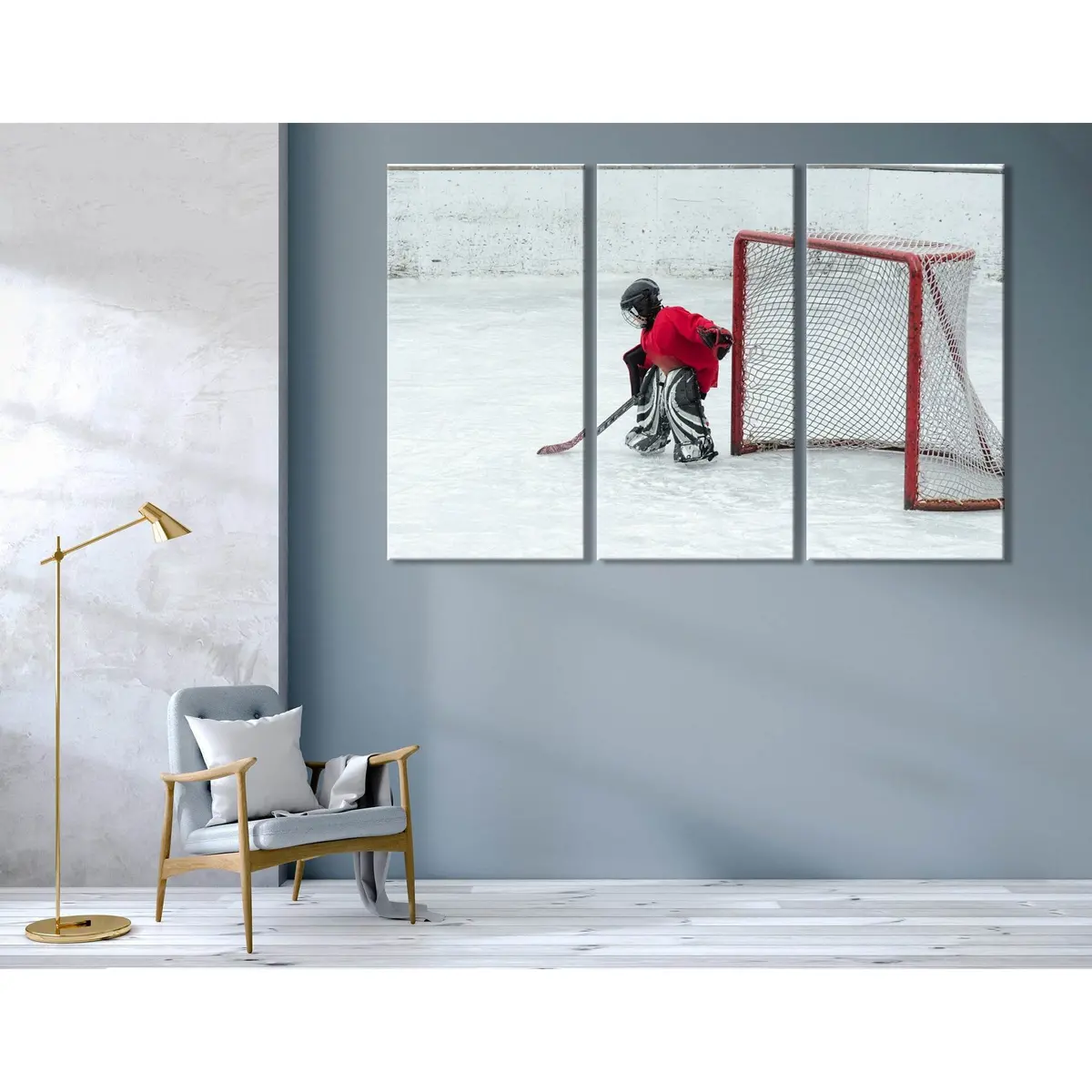 Goalkeeper On The Ice, Kids Hockey №04448 Ready To Hang Canvas Print 5