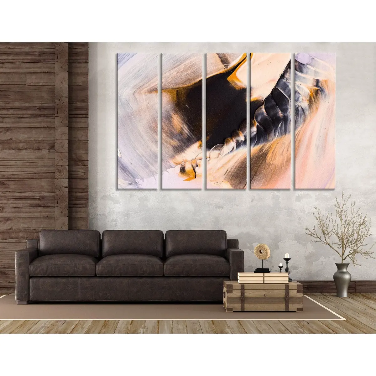 Elegant Gold and Gray Abstract Canvas Wall Art – Ready-to-Hang Print #04408 - Image 3