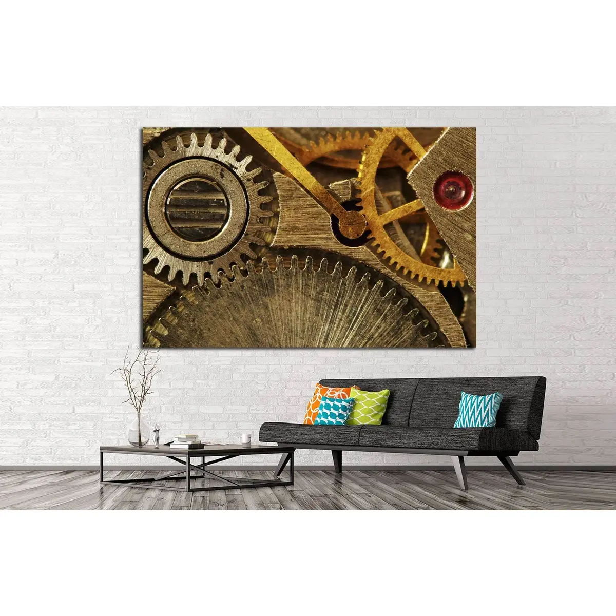 Gold Clock Mechanism №220 Ready To Hang Canvas Print 2