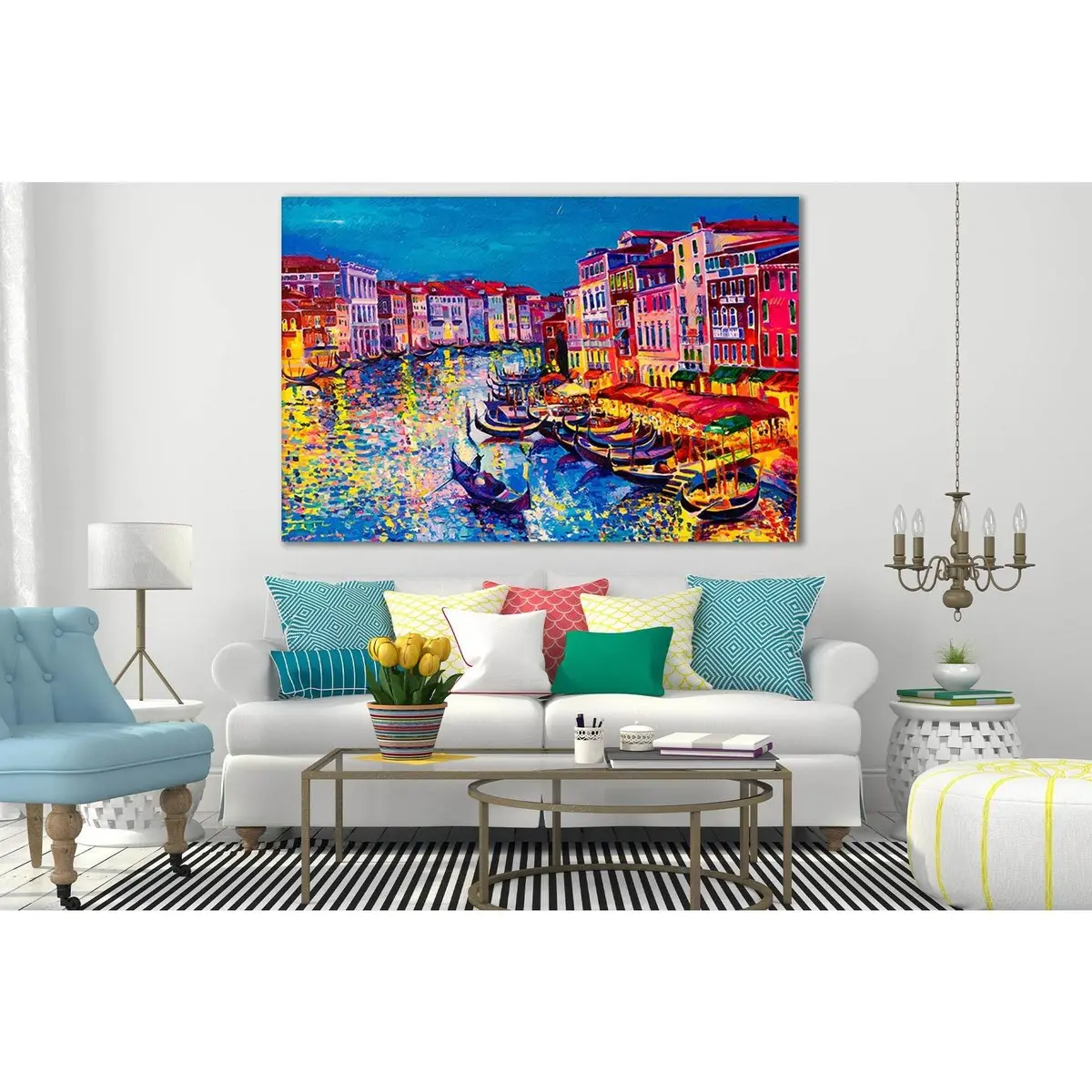 Gondolas And Colour Reflections №Sl608 Ready To Hang Canvas Print 1