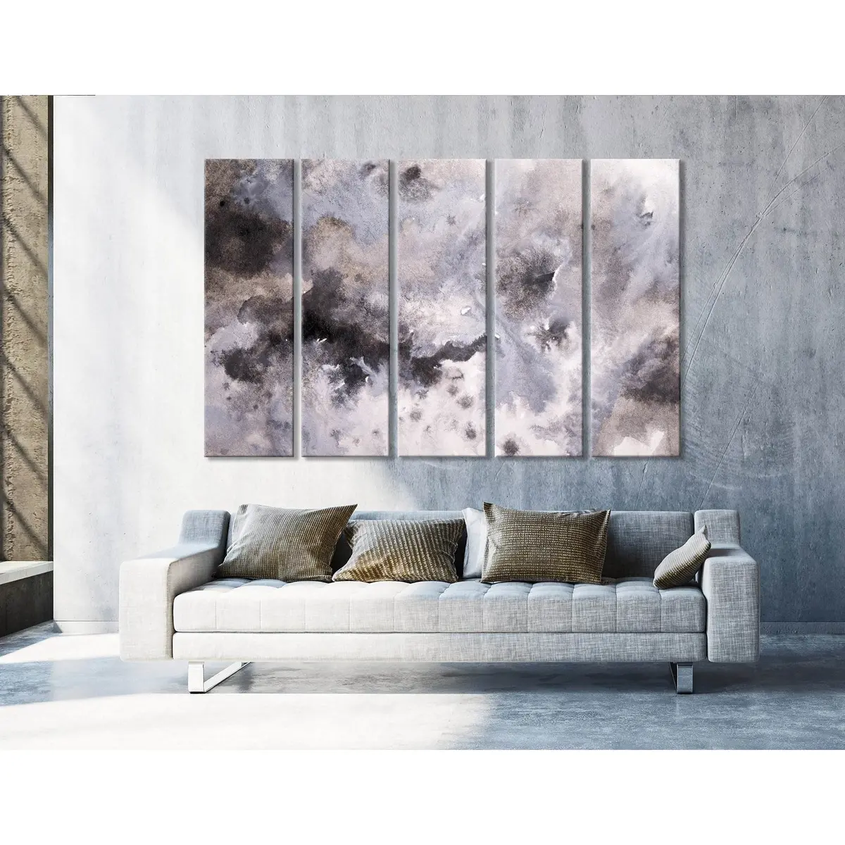 Modern Gray Abstract Canvas Art Print – Pre-Installed Hanging Hardware - Image 3