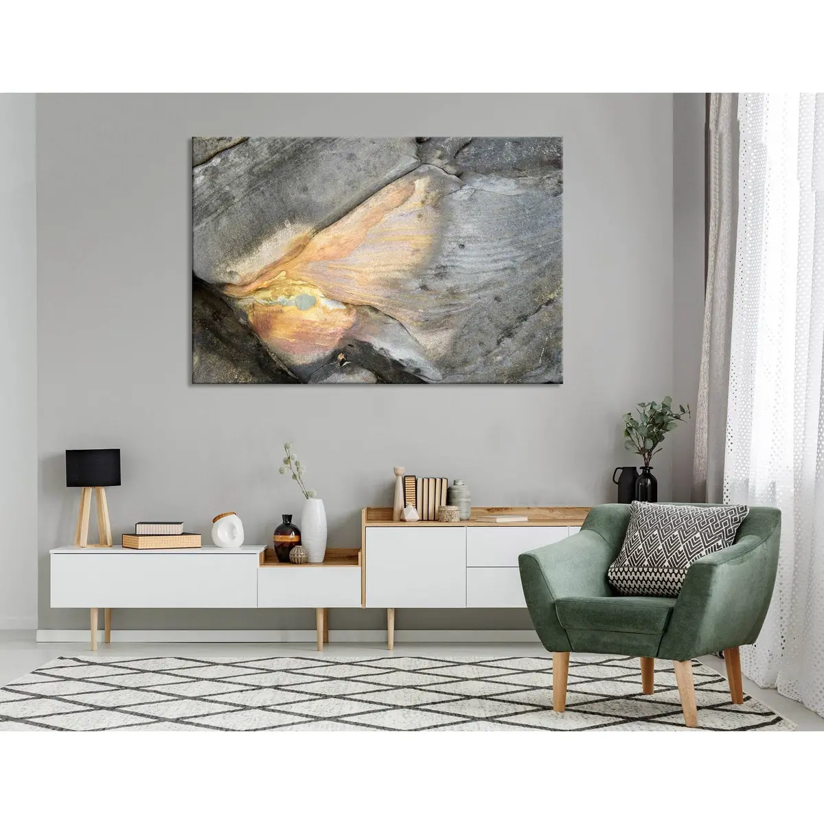 Gray And Orange Abstract №04380 Ready To Hang Canvas Print 3
