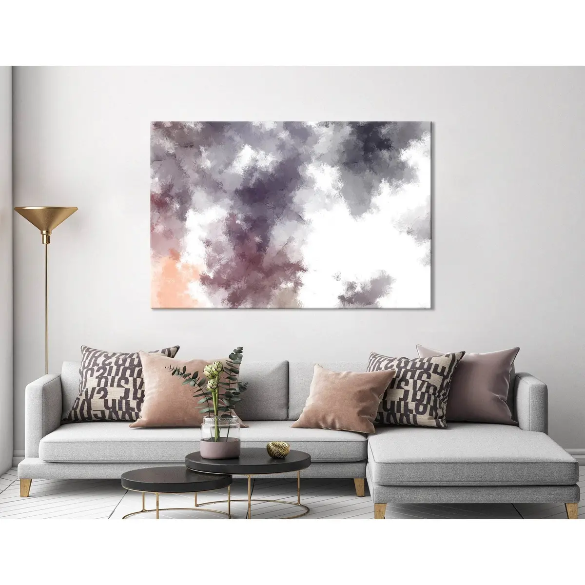 Gray And Purple Abstract №04377 Ready To Hang Canvas Print 3
