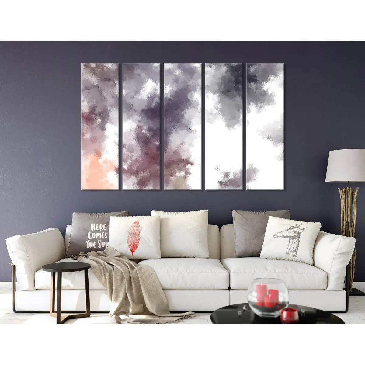 Modern Gray and Purple Abstract Canvas Art Print – Ready to Hang