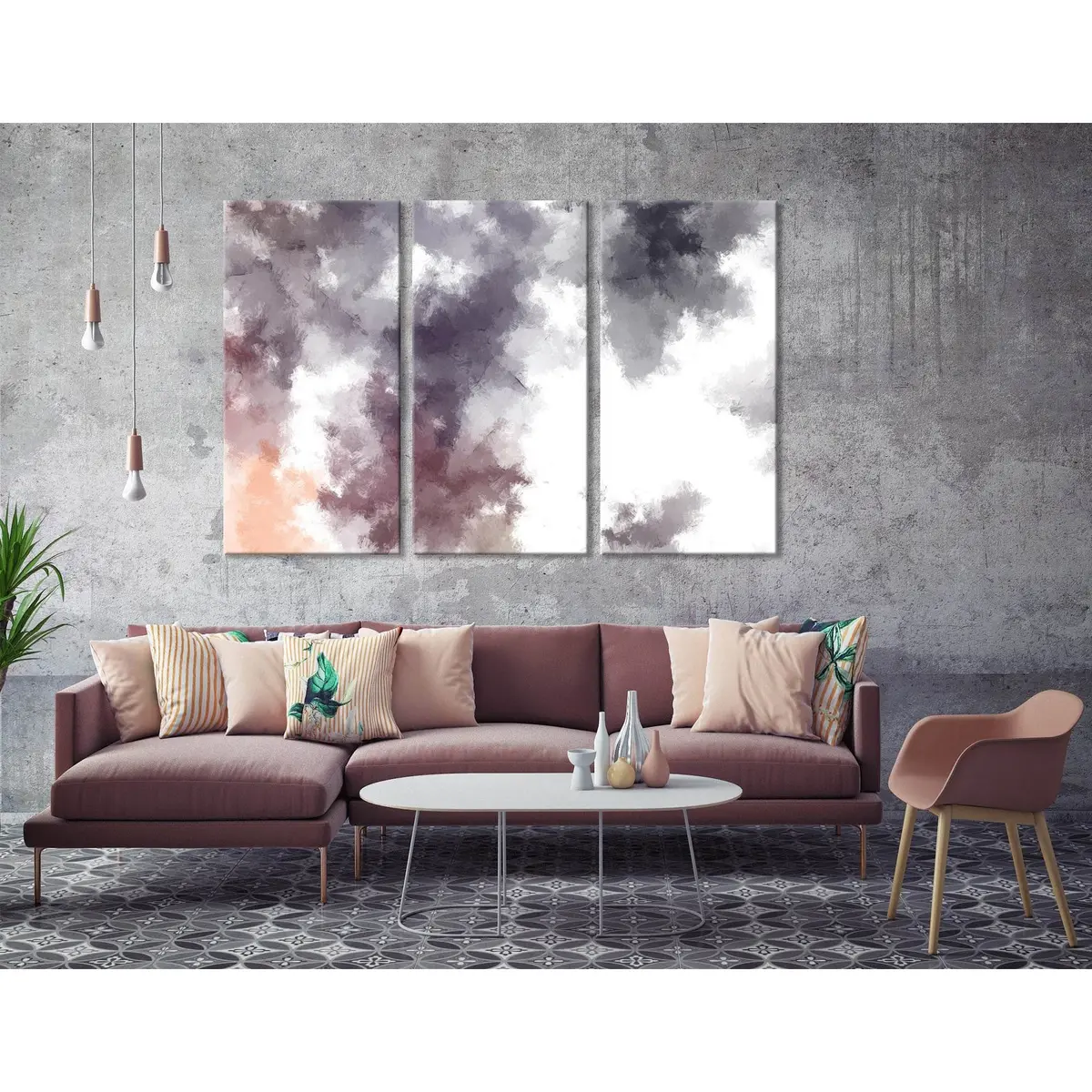 Gray And Purple Abstract №04377 Ready To Hang Canvas Print 5