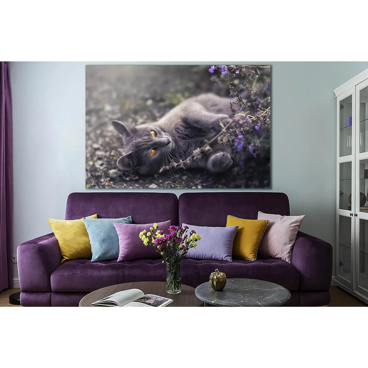 Gray Cat With Yellow Eyes №Sl1053 Ready To Hang Canvas Print 1