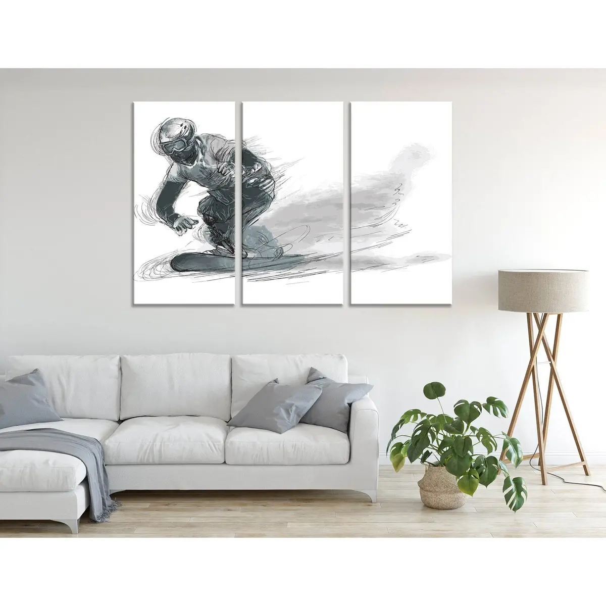 Gray Snowboarder №04436 Ready To Hang Canvas Print 5