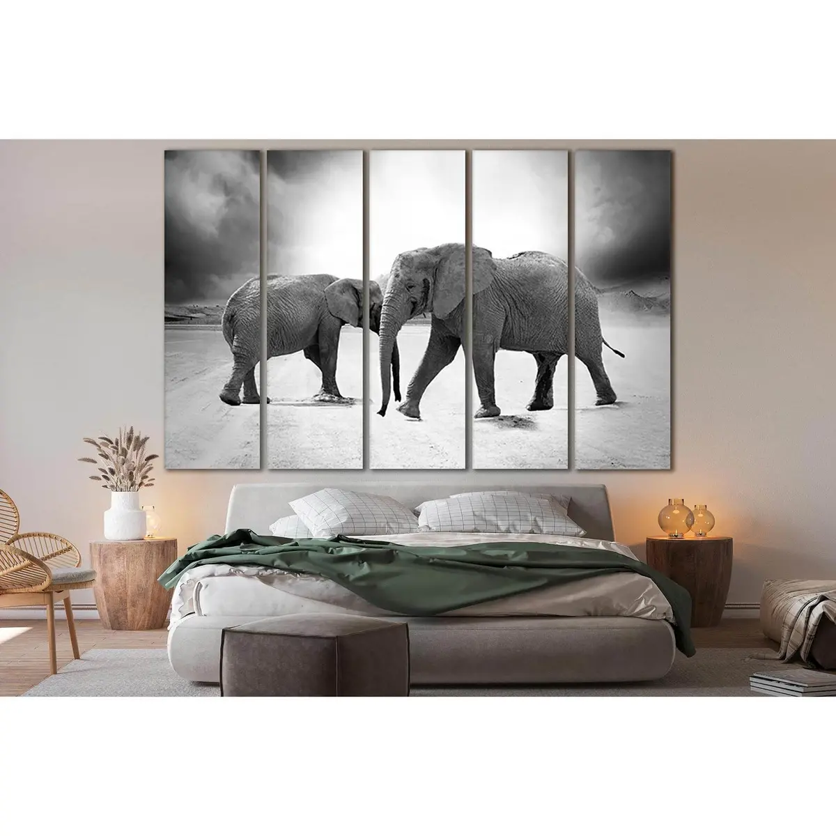 Black-and-White Elephant Canvas Art №SL884 – Premium Ready-to-Hang Wall Decor - Image 3