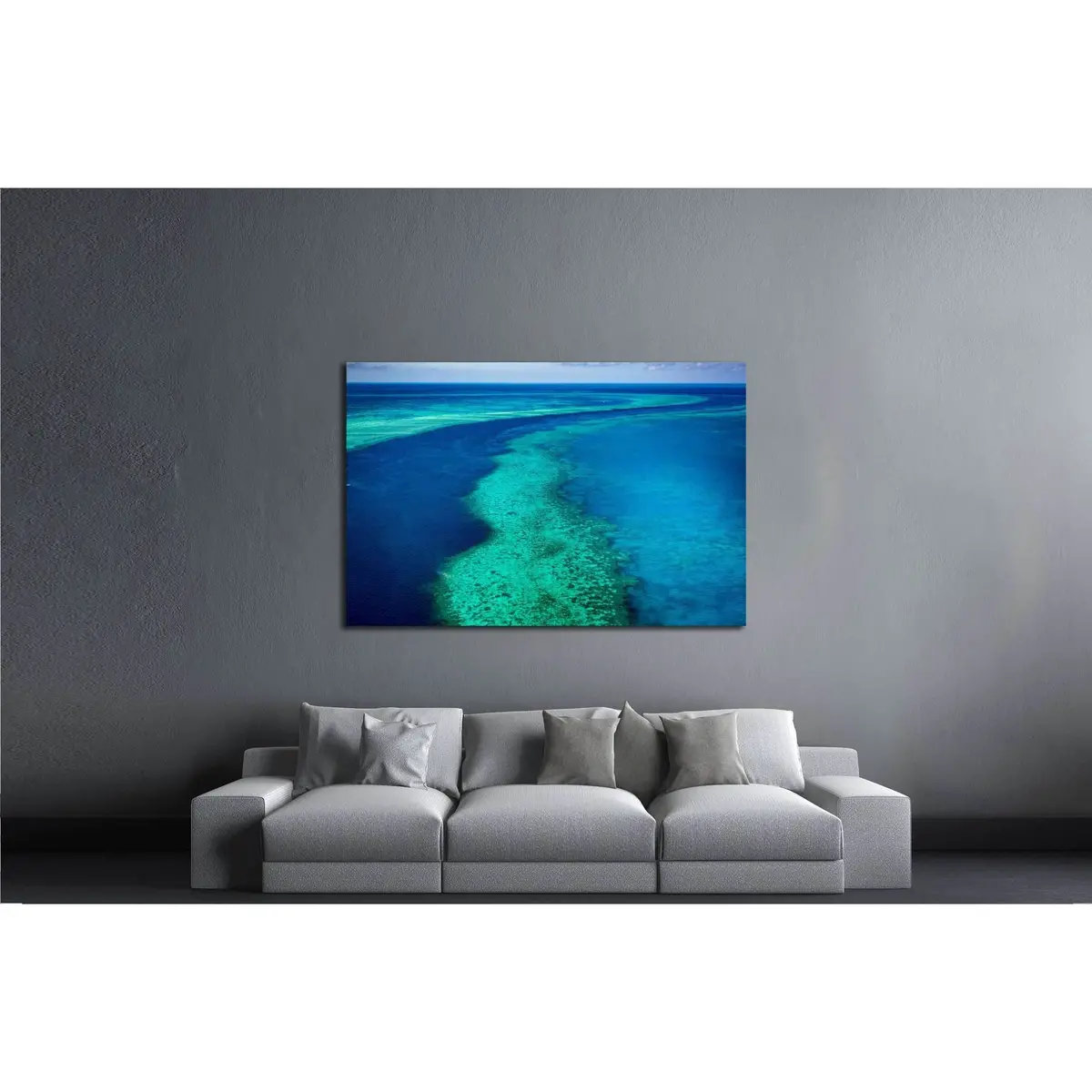 Great Barrier Reef, Queensland, Australia. Airlie Beach Scenic Flight. Hardy Reef №3122 Ready To Hang Canvas Print 3