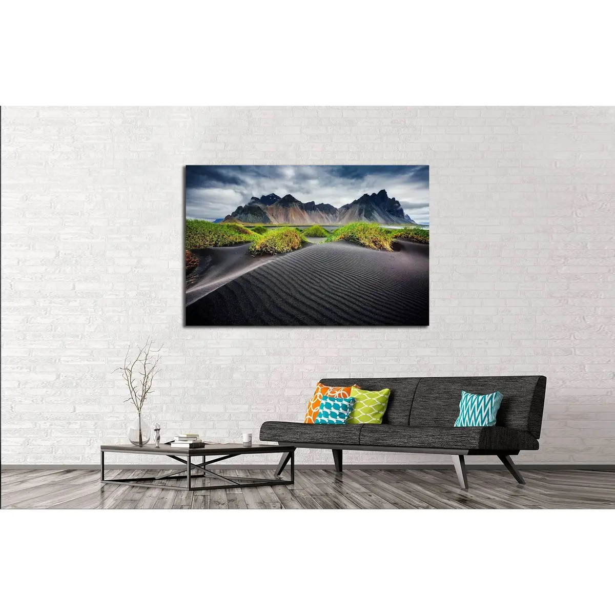Great Wind Rippled Beach Black Sand. Picturesque And Gorgeous Scene №2920 Ready To Hang Canvas Print 3