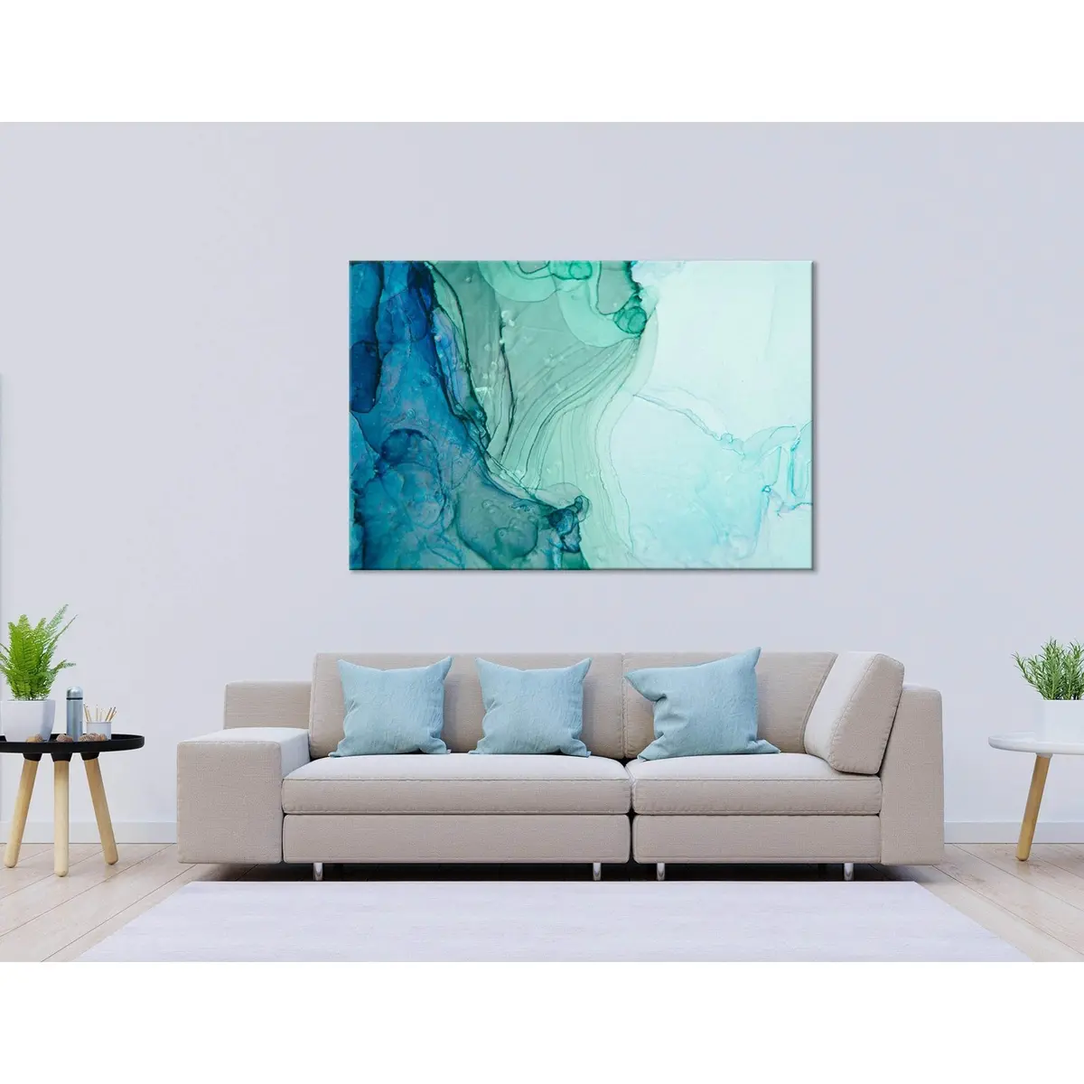 Green And Blue Abstract №04287 Ready To Hang Canvas Print 3