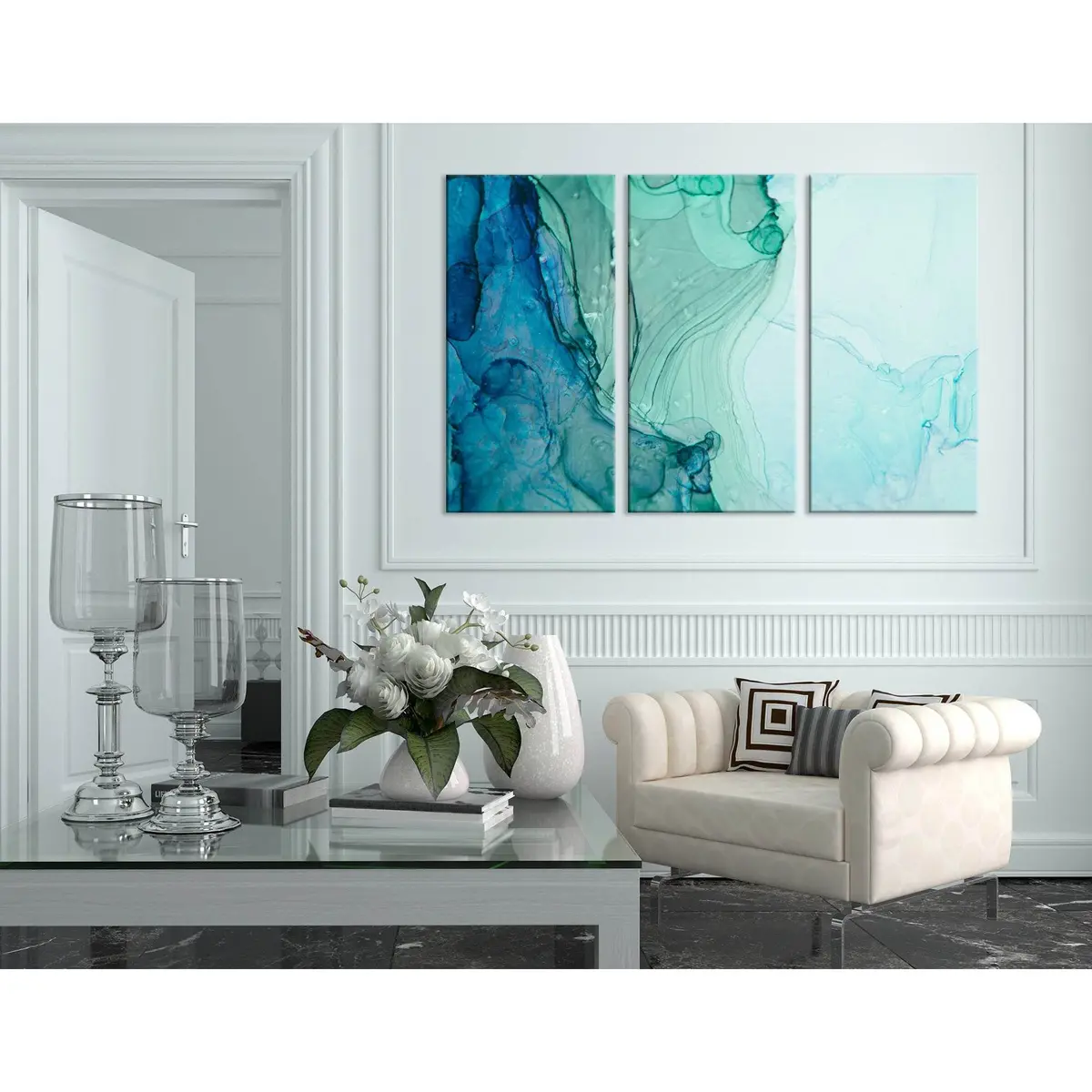 Green And Blue Abstract №04287 Ready To Hang Canvas Print 5