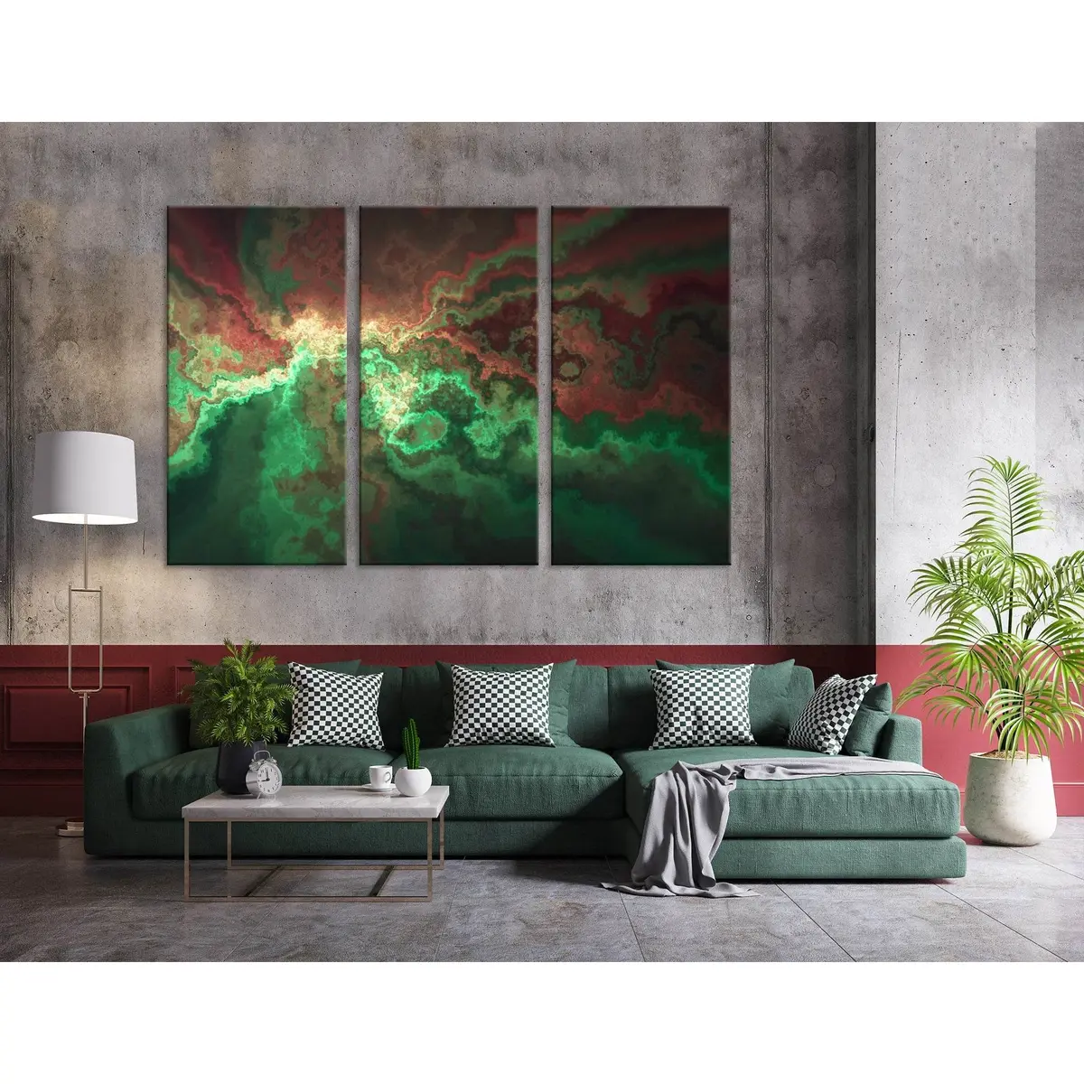 Green And Burgundy Anomaly Abstract №04309 Ready To Hang Canvas Print 5