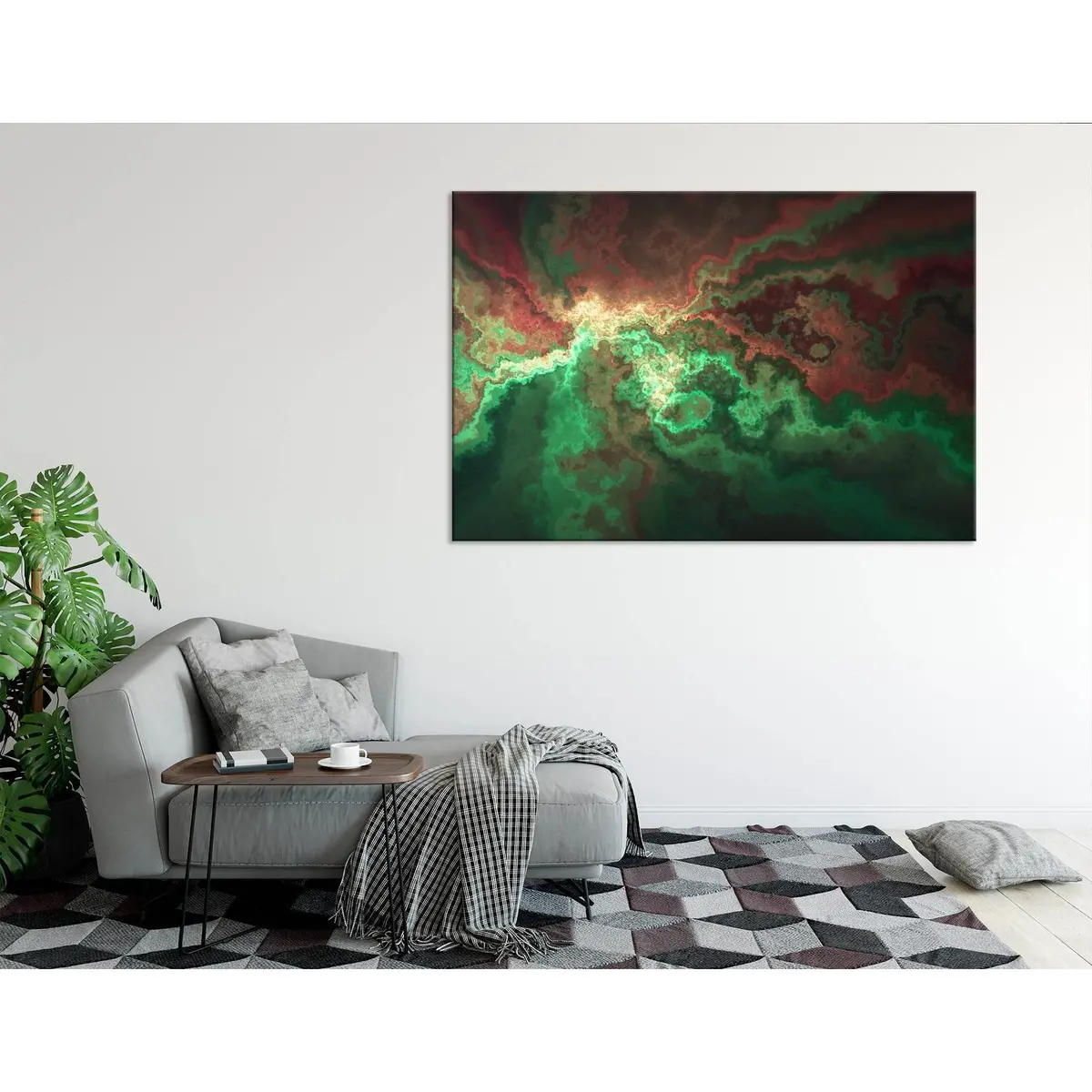 Green And Burgundy Anomaly Abstract №04309 Ready To Hang Canvas Print 3