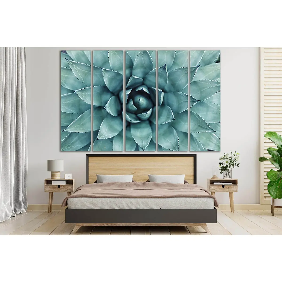 Botanical Leaf Canvas Art – Green Plant Wall Decor, Ready-to-Hang Print SL689
