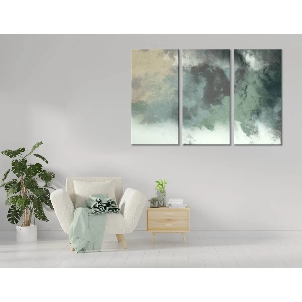 Green Smoke Abstarct №04370 Ready To Hang Canvas Print 5