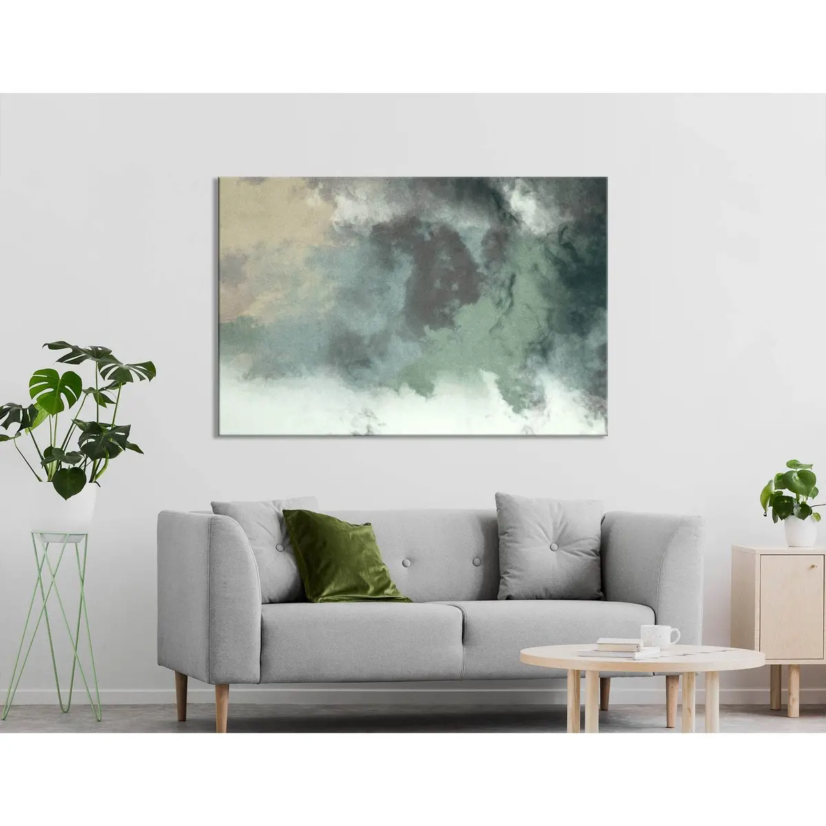 Green Smoke Abstarct №04370 Ready To Hang Canvas Print 2
