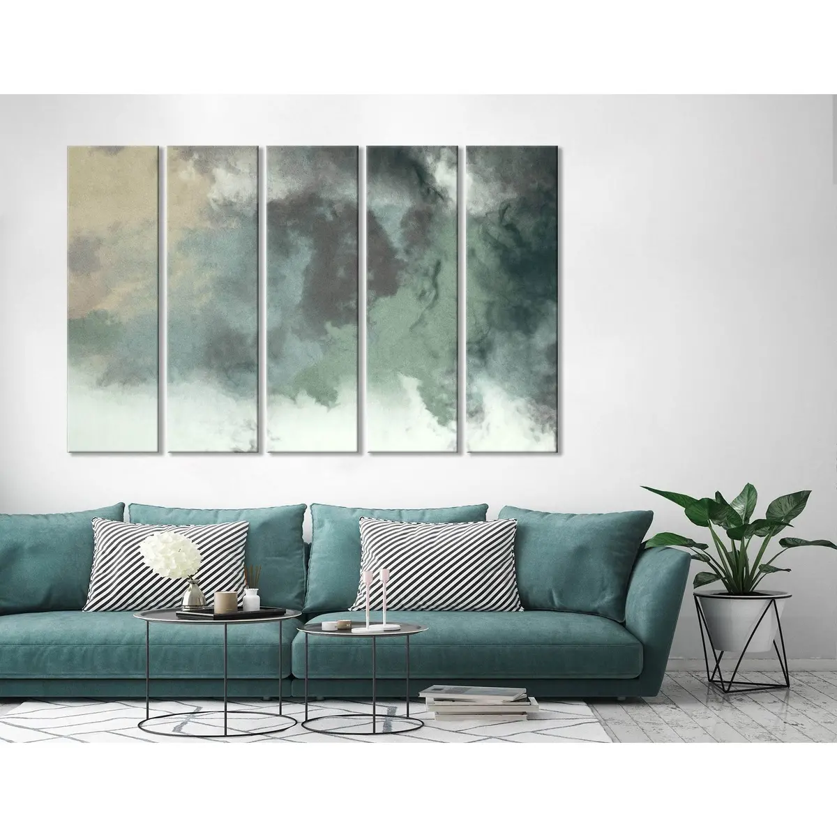 Abstract Green Smoke Canvas Art Print #04370 – Premium Ready-to-Hang Wall Decor - Image 3