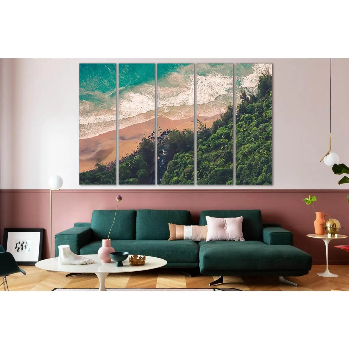 Green Trees Beach SL113 Canvas Wall Art – Ready-to-Hang Print - Image 3