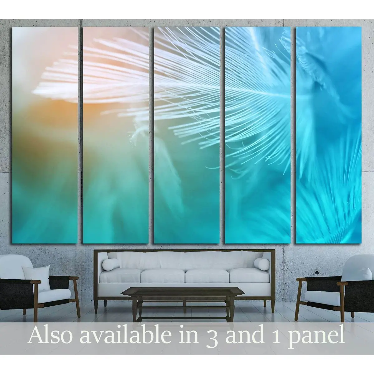 Abstract Chicken Feather Texture Canvas Wall Art in Trending Green, Turquoise & Blue