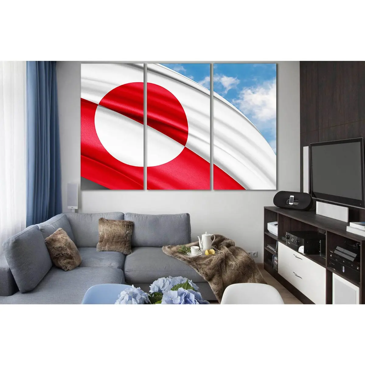 Greenland Flag Of Silk №Sl1202 Ready To Hang Canvas Print 5