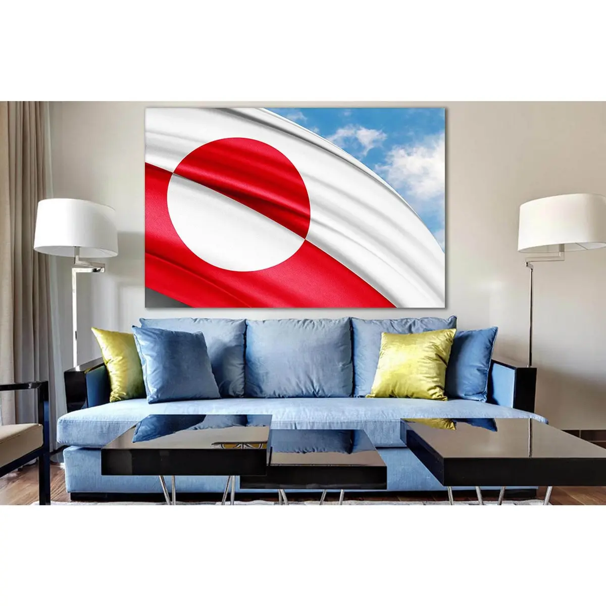 Greenland Flag Of Silk №Sl1202 Ready To Hang Canvas Print 1