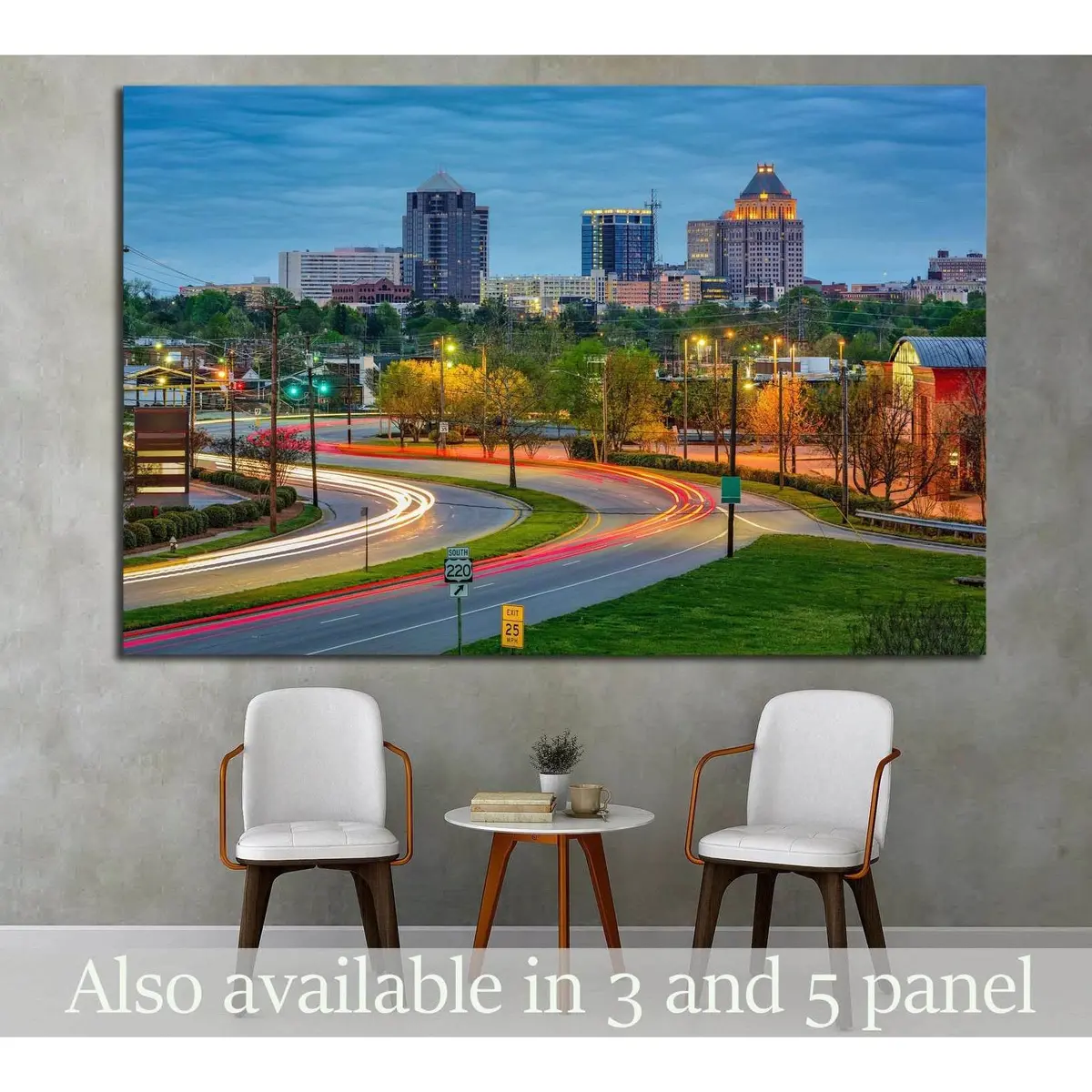 Greensboro, North Carolina, Usa Downtown Skyline №1744 Ready To Hang Canvas Print 1