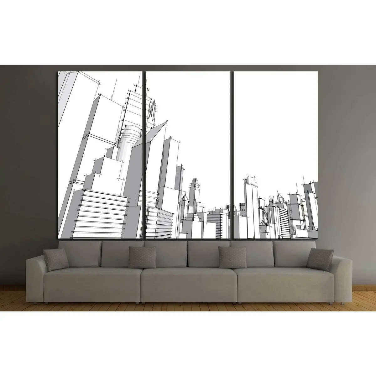 Grey City №1446 Ready To Hang Canvas Print 5