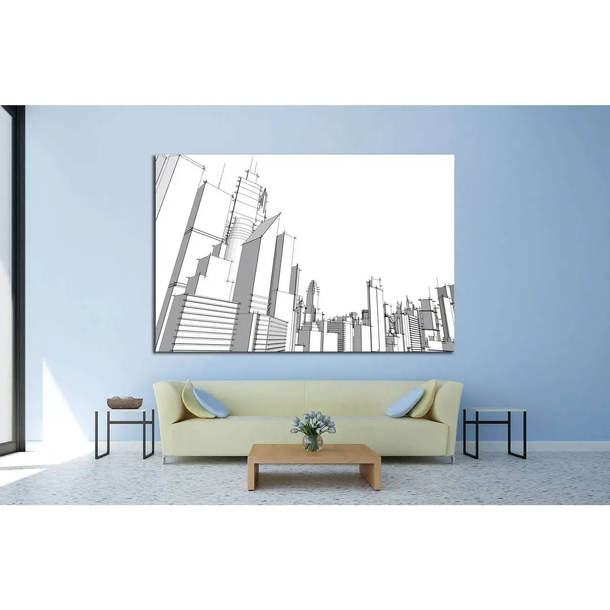 Grey City №1446 Ready To Hang Canvas Print 3