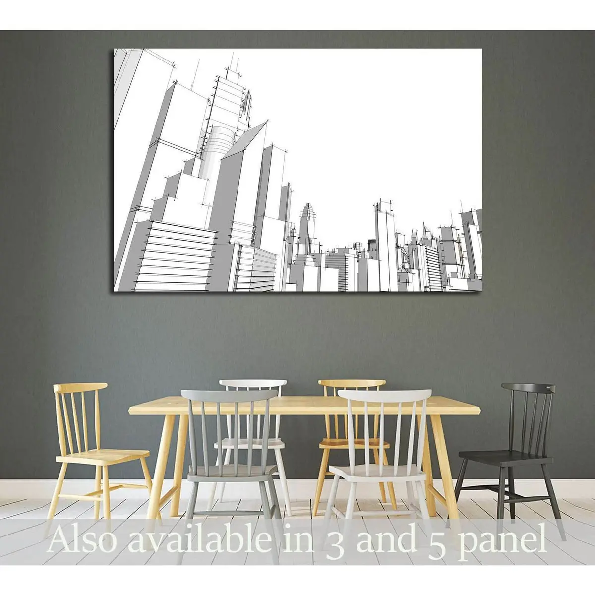 Grey City №1925 Ready To Hang Canvas Print 1