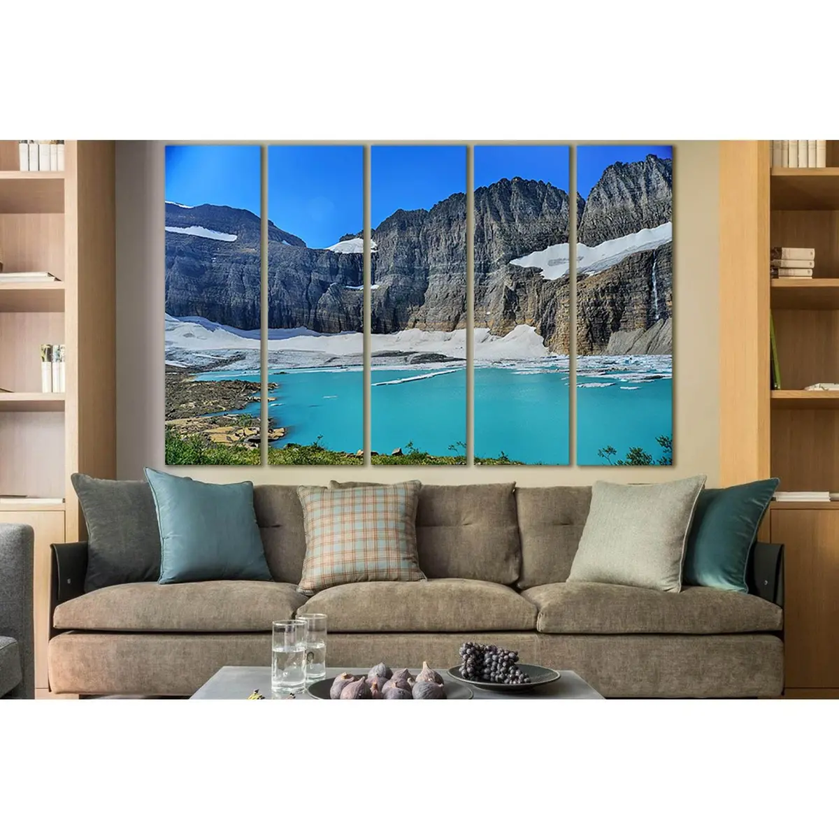 Grinnell Glacier Canvas Wall Art – Vibrant Blue Sky Mountain Landscape