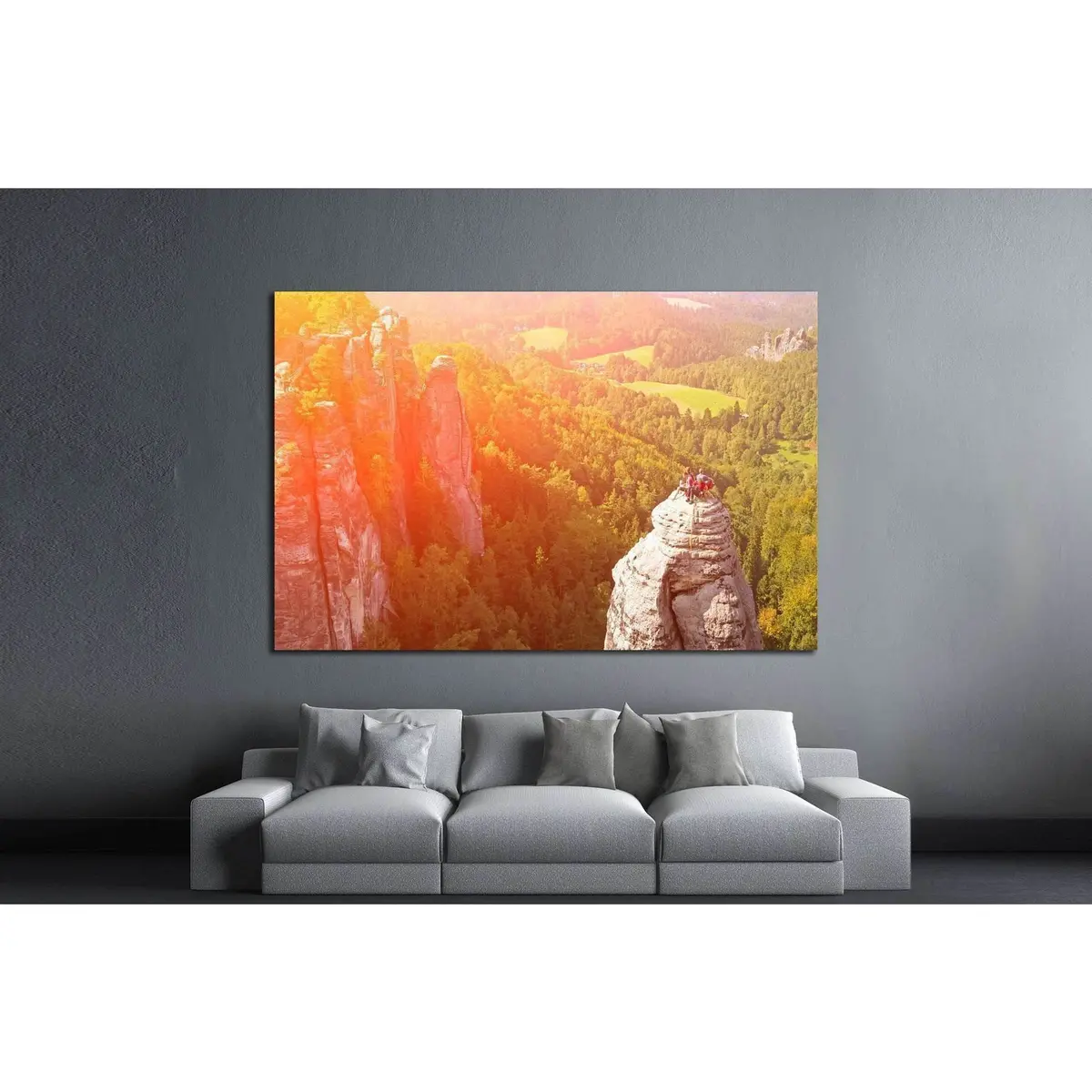 Group Of Climbers On A Cliff №1382 Ready To Hang Canvas Print 3