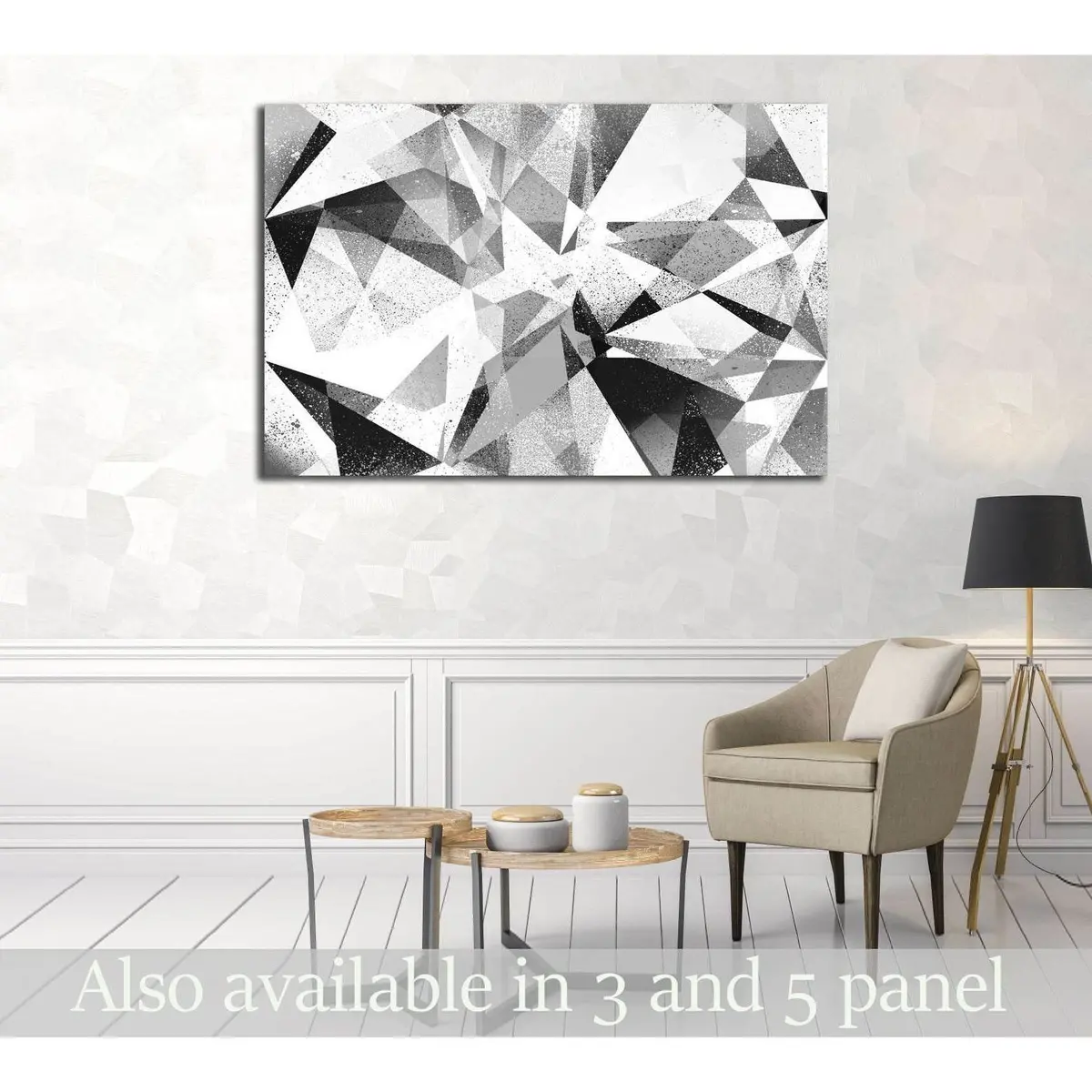 Grunge Geometric Black And White Abstract Background Illustration №2876 Ready To Hang Canvas Print 1