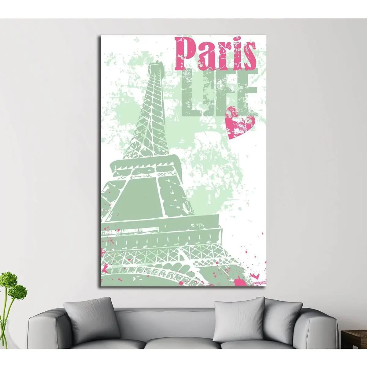 Grunge Style Eiffel Tower Layout №4525 Ready To Hang Canvas Print 1