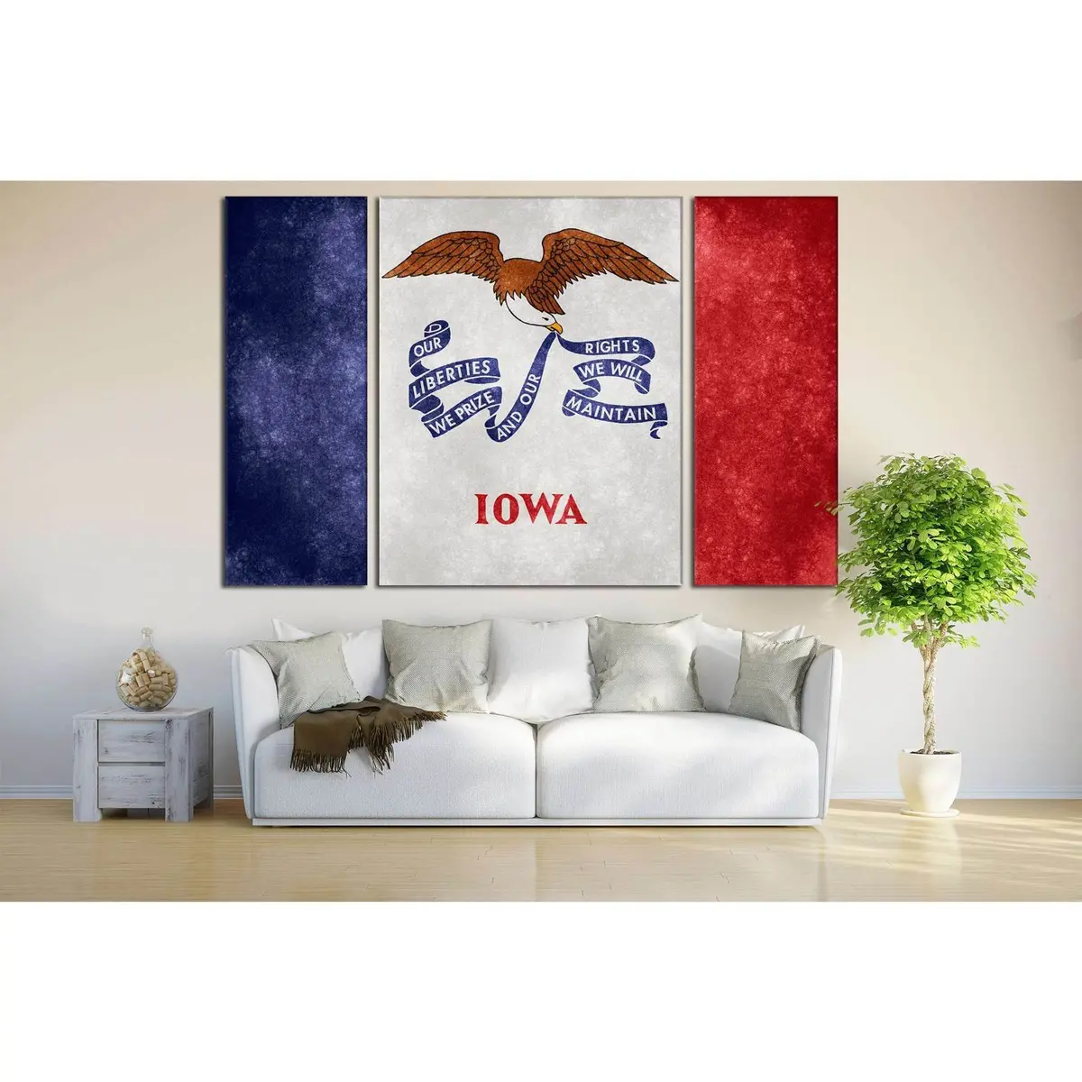 Vintage-Style Iowa Flag Art Print #832 – Ready-to-Hang Canvas Wall Decor - Image 2