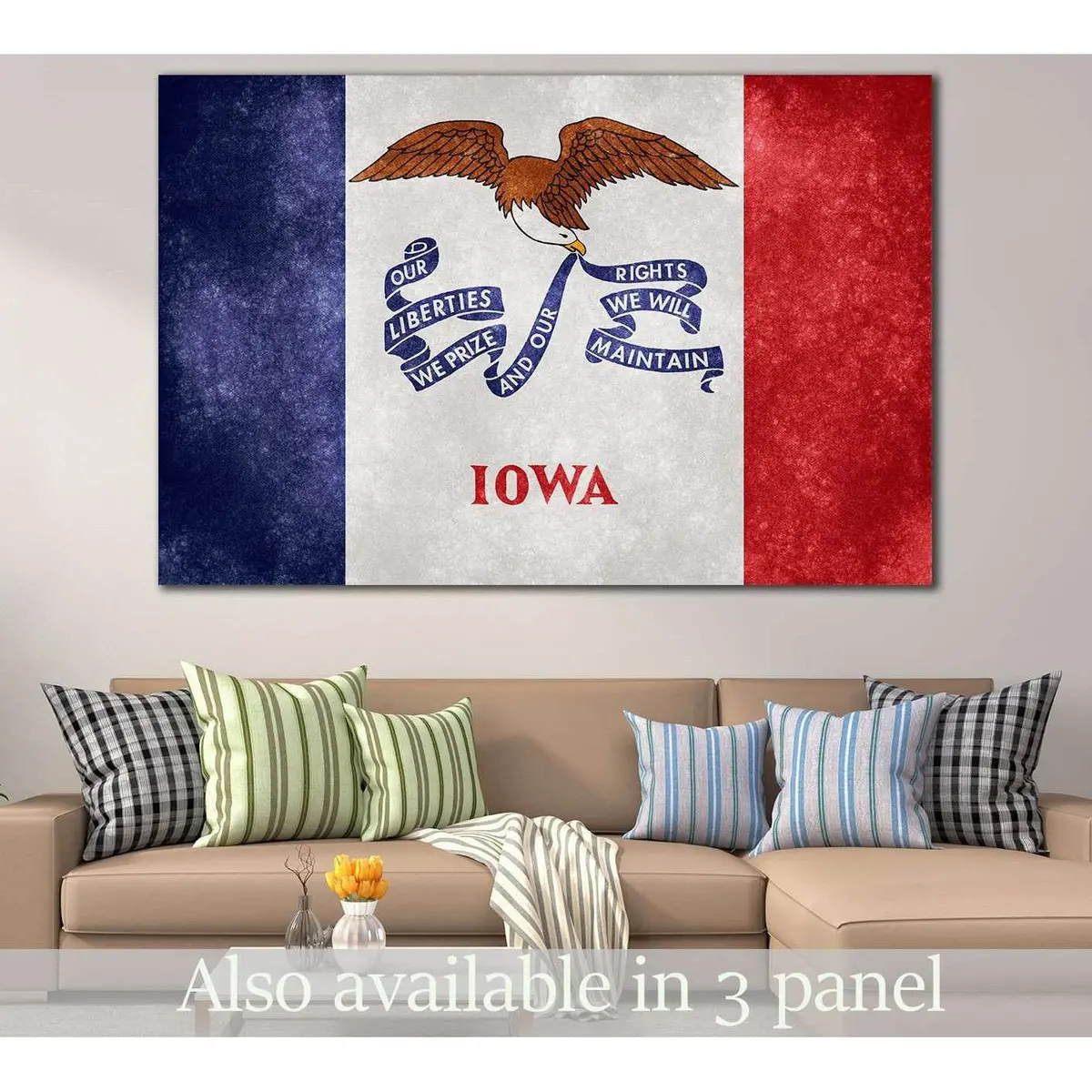 Grungy Flag Of Lowa №832 Ready To Hang Canvas Print 1