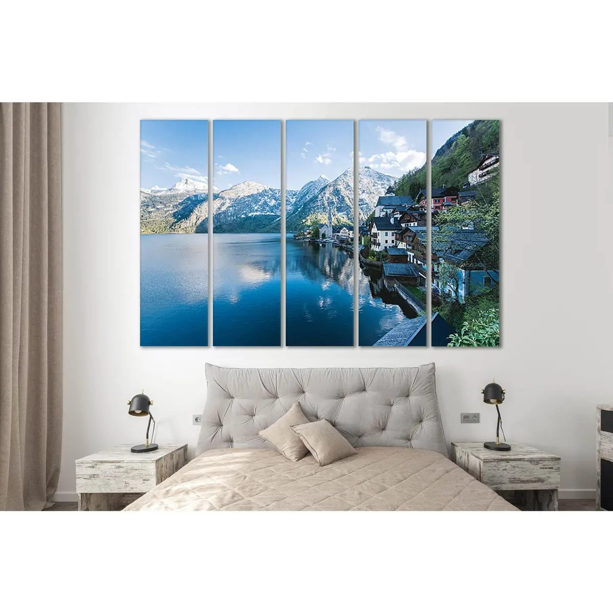 Hallstatt Village Canvas Wall Art №SL39 – Ready-to-Hang Austrian Landscape Print - Image 2