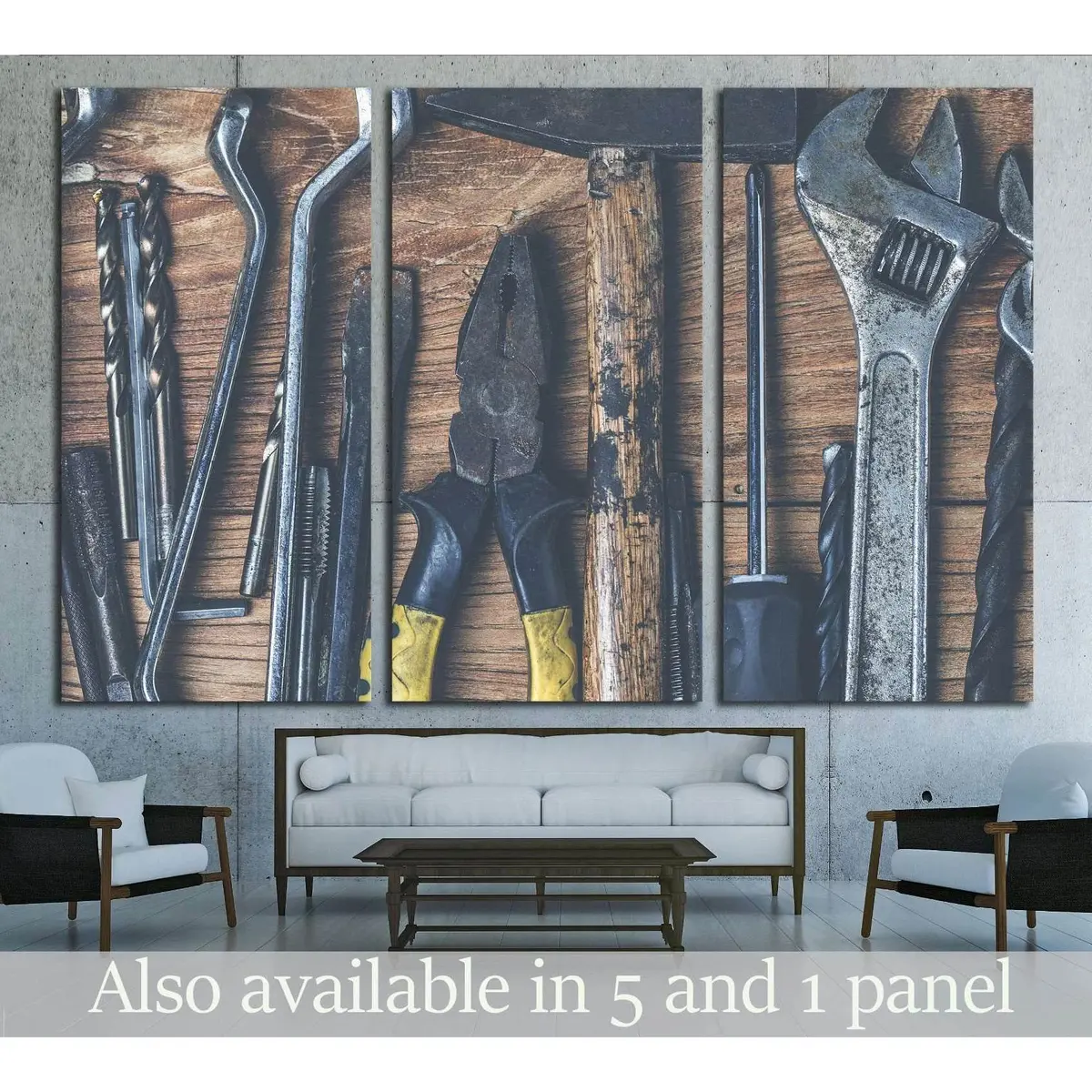 Hand Tools On A Wooden Table In Rustic Style №1897 Ready To Hang Canvas Print 5