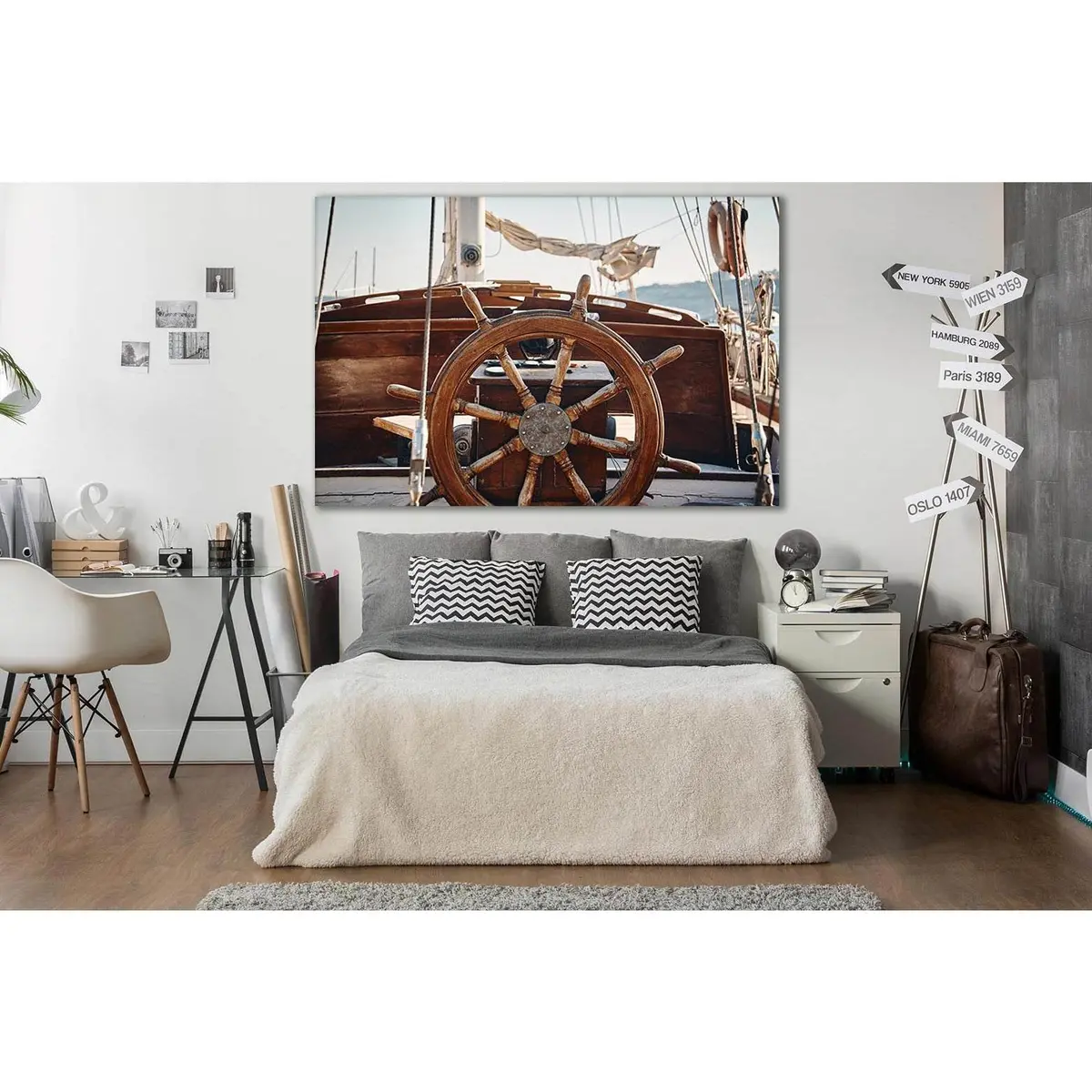 Hand Wheel On A Wooden Sailing Yacht №Sl782 Ready To Hang Canvas Print 2