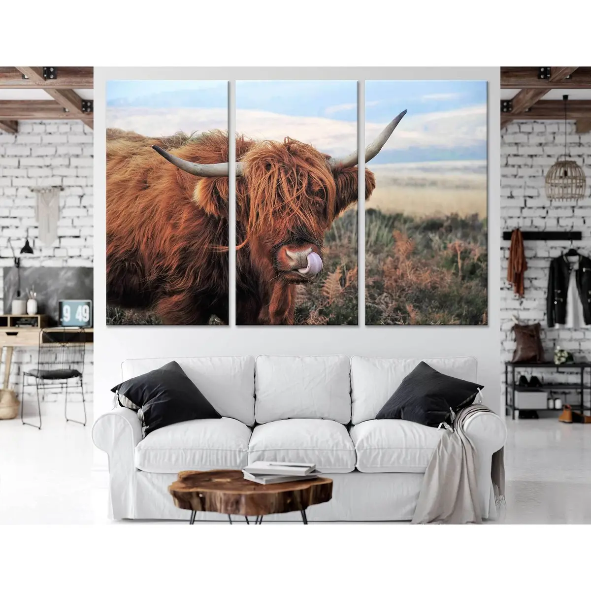 Hardy Scottish Highland Cows Living On Moorland №04131 Ready To Hang Canvas Print 5