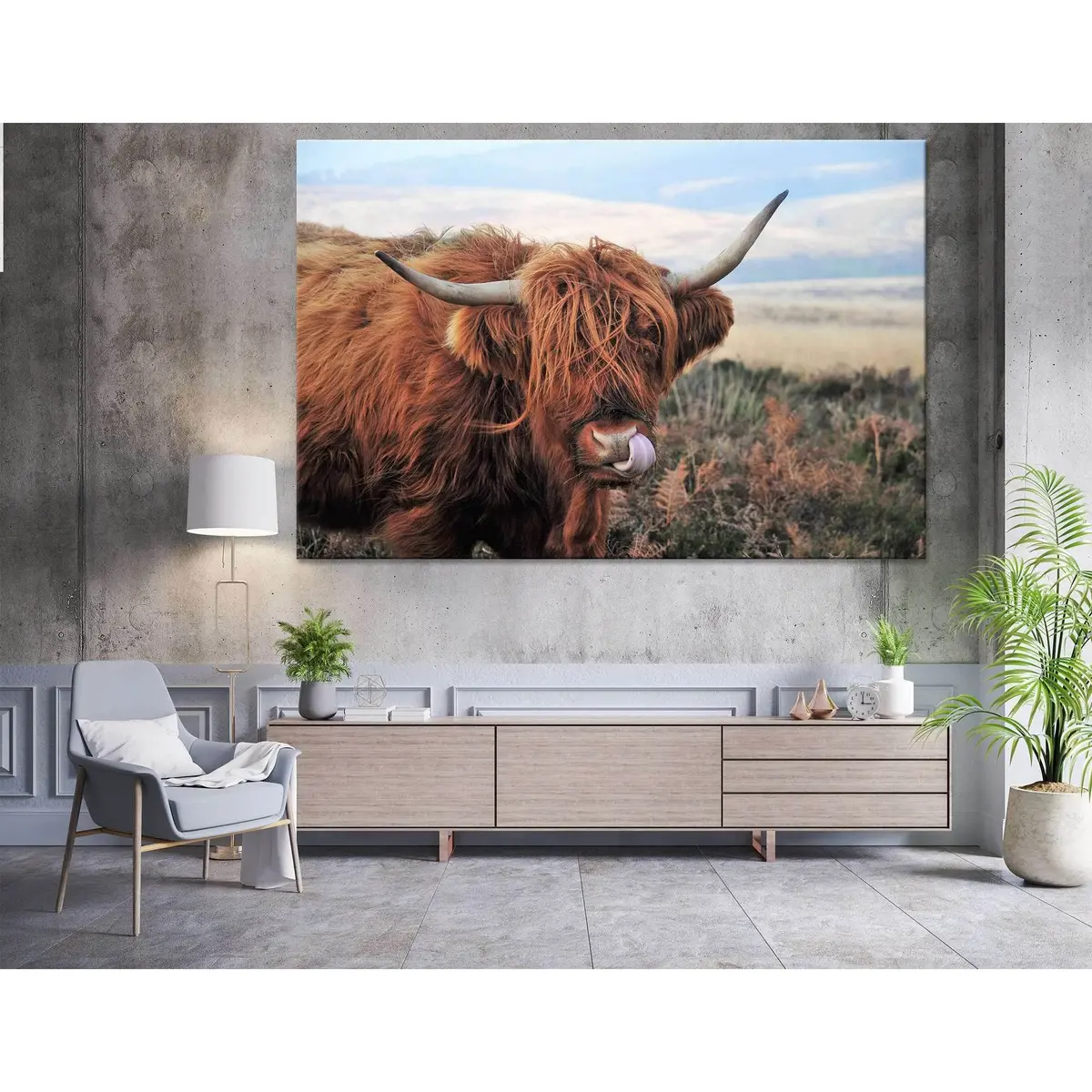 Hardy Scottish Highland Cows Living On Moorland №04131 Ready To Hang Canvas Print 3