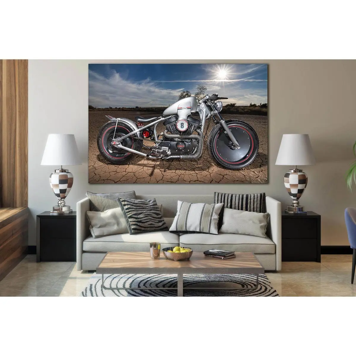 Harley Davidson In The Desert №Sl921 Ready To Hang Canvas Print 2