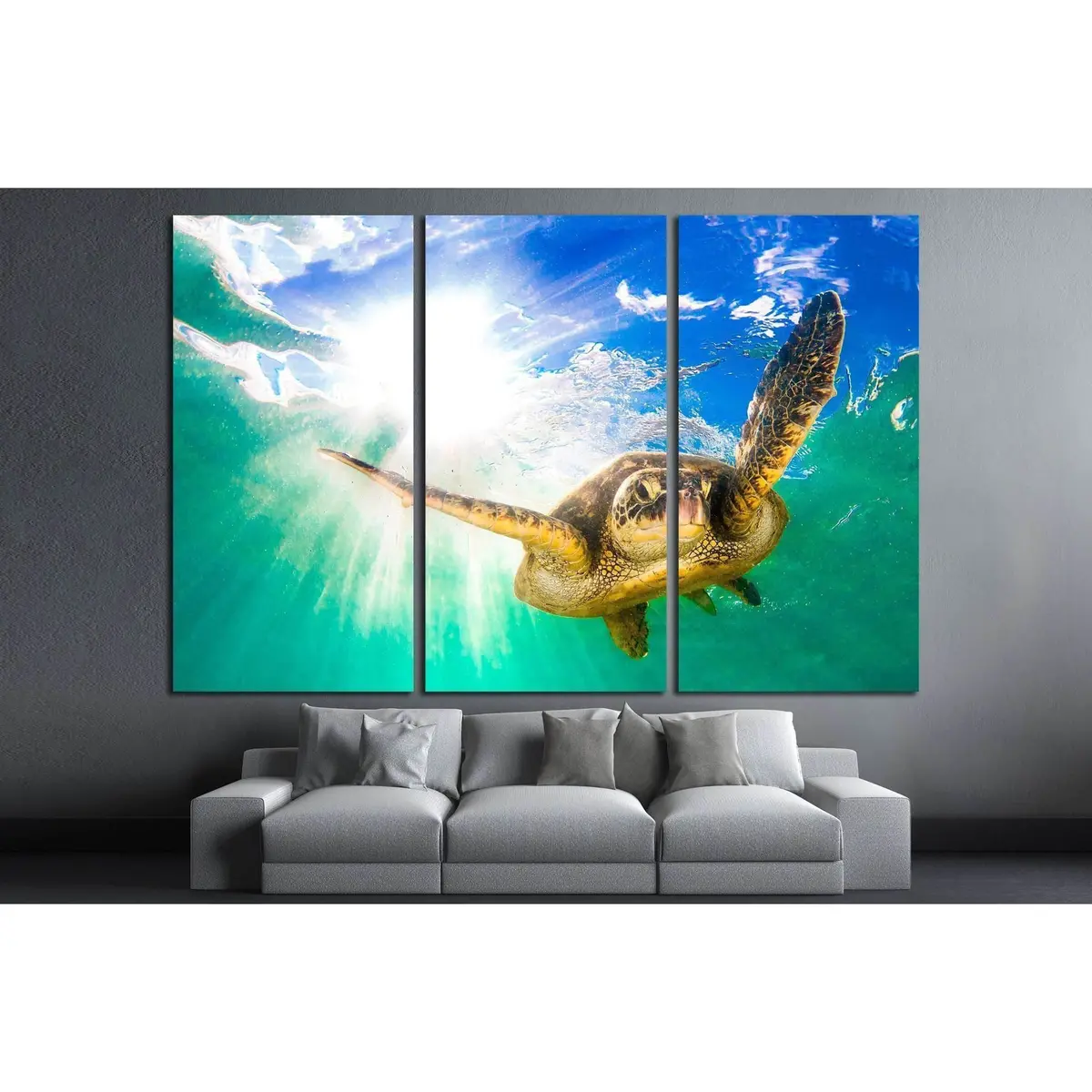 Hawaiian Green Sea Turtle Cruising In The Warm Waters Of The Pacific Ocean In Hawaii №2355 Ready To Hang Canvas Print 5