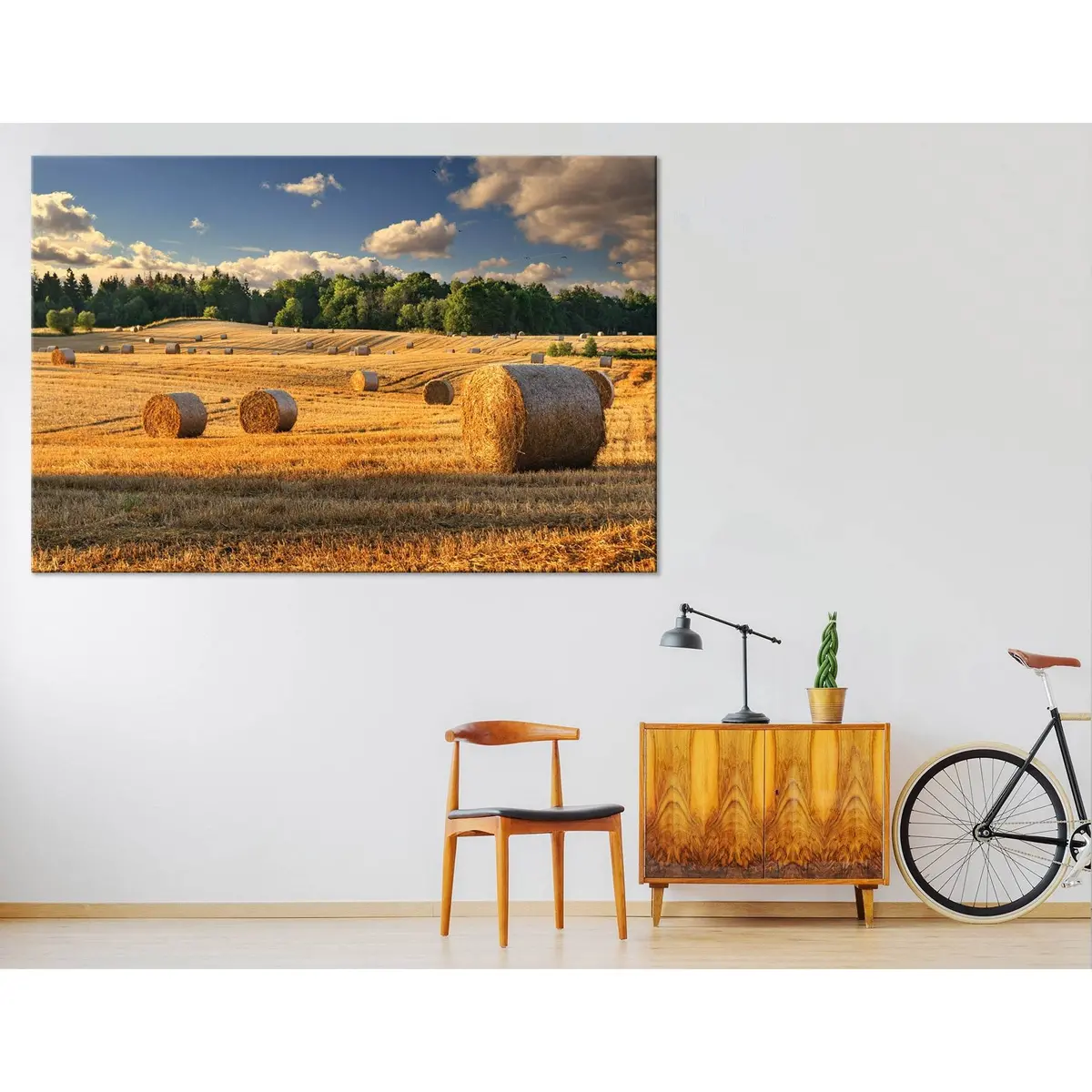 Haystacks On The Golden Field In Poland №04233 Ready To Hang Canvas Print 3