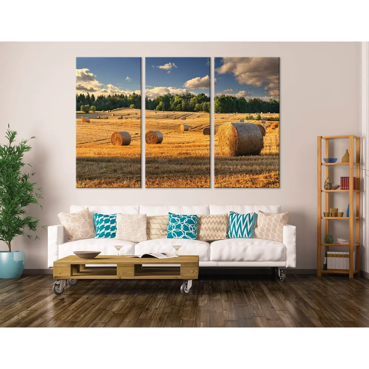Haystacks On The Golden Field In Poland №04233 Ready To Hang Canvas Print 5