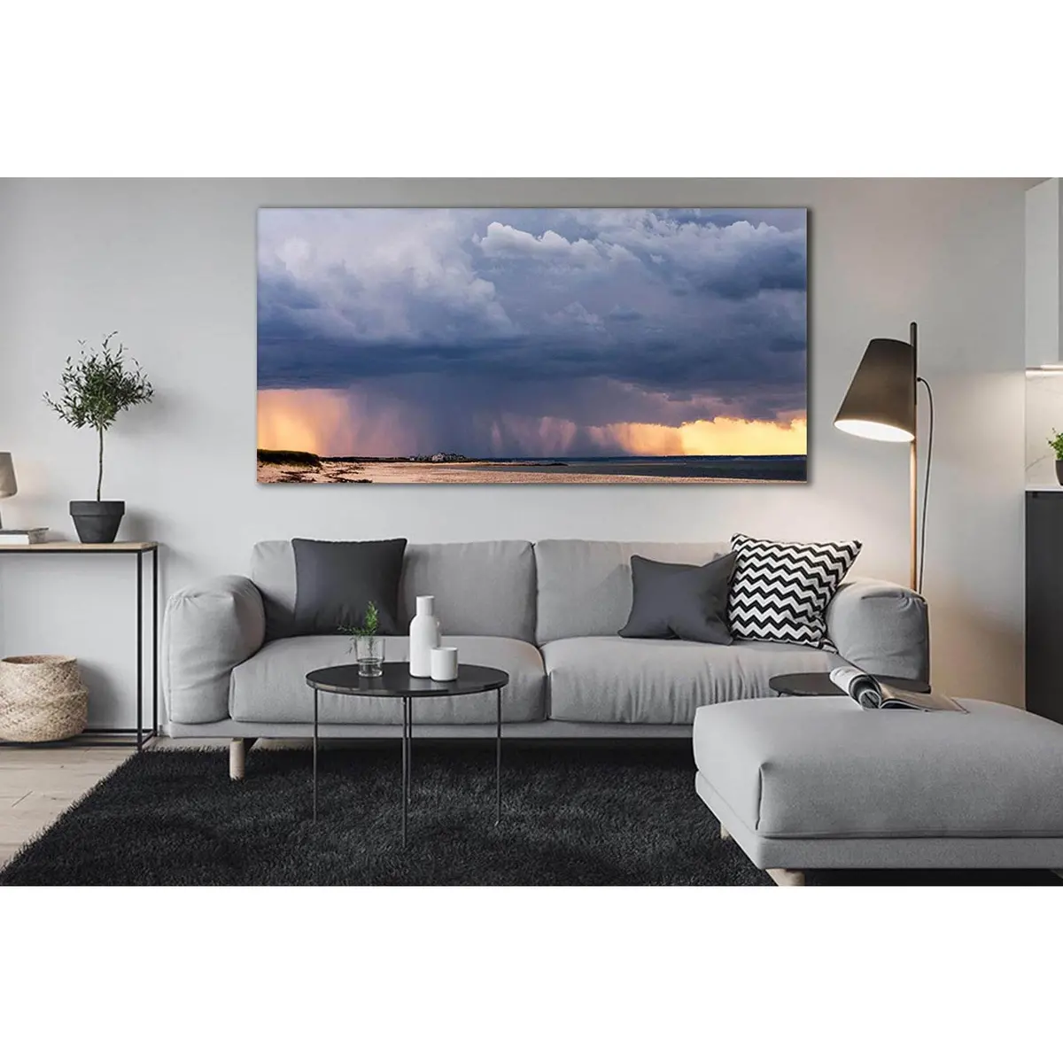 Heavy Rain Over The Sea №Sl135 Ready To Hang Canvas Print 1