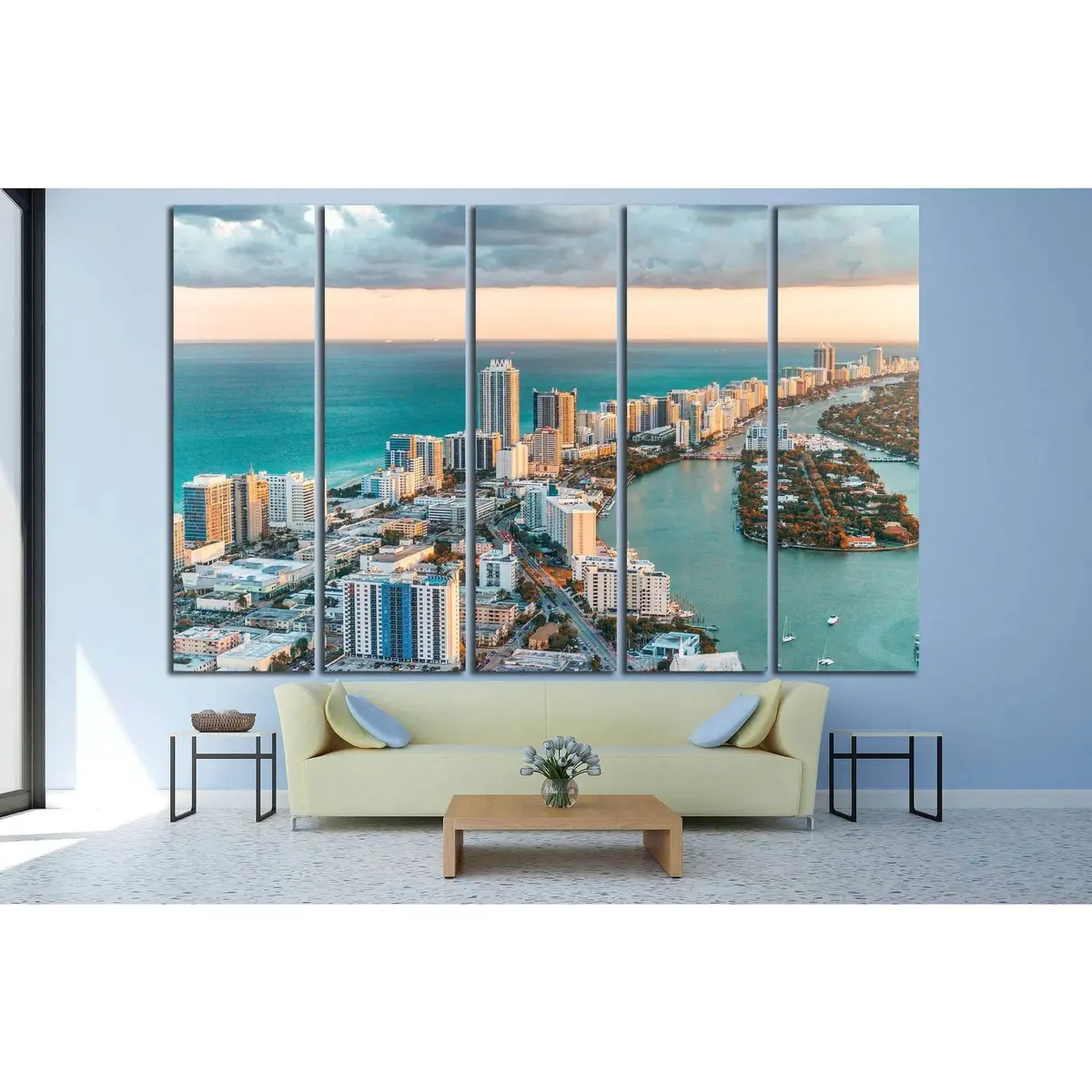 Aerial Perspective of South Beach, Miami — Premium Ready-to-Hang Canvas Art #1258 - Image 3