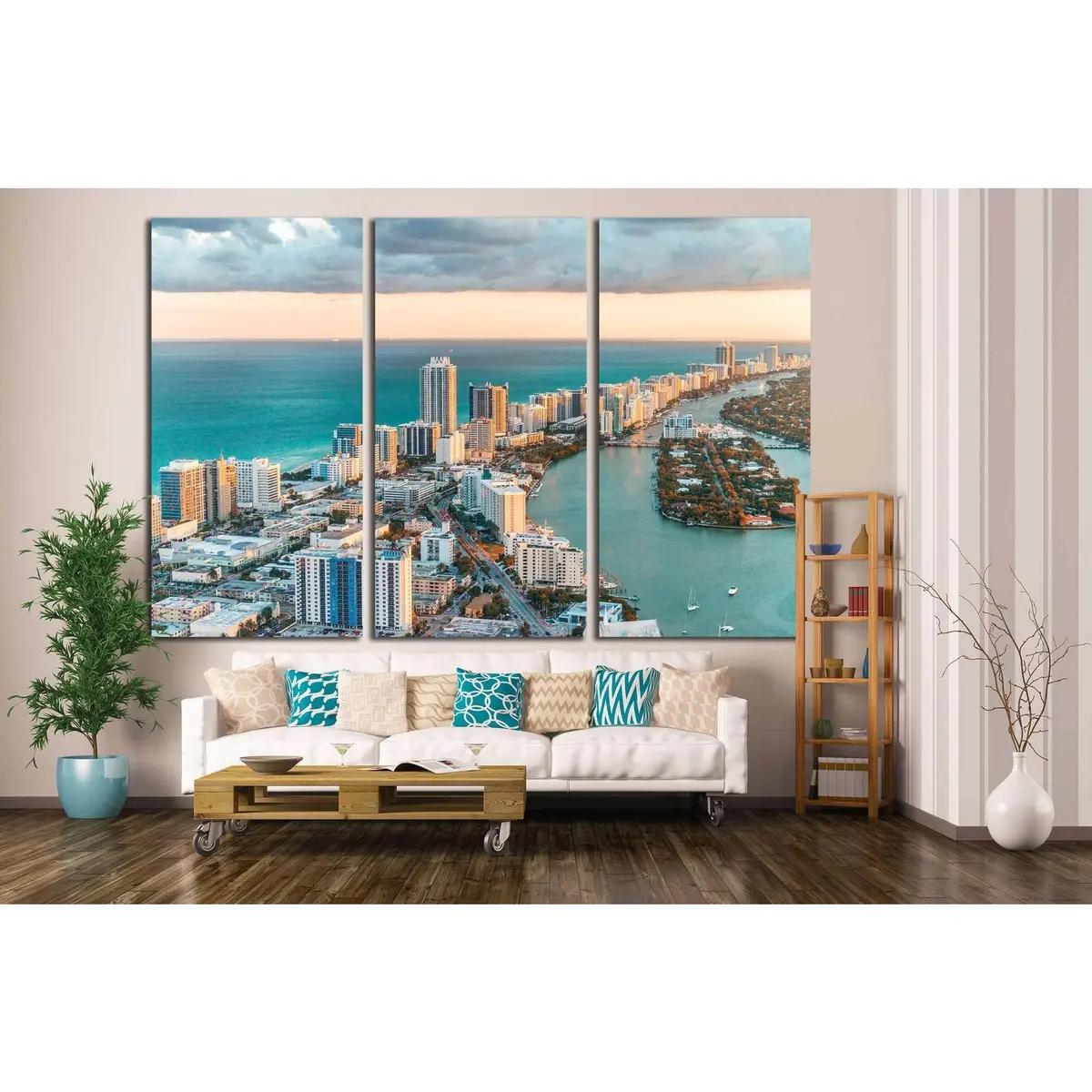 Helicopter View Of South Beach, Miami №1258 Ready To Hang Canvas Print 5