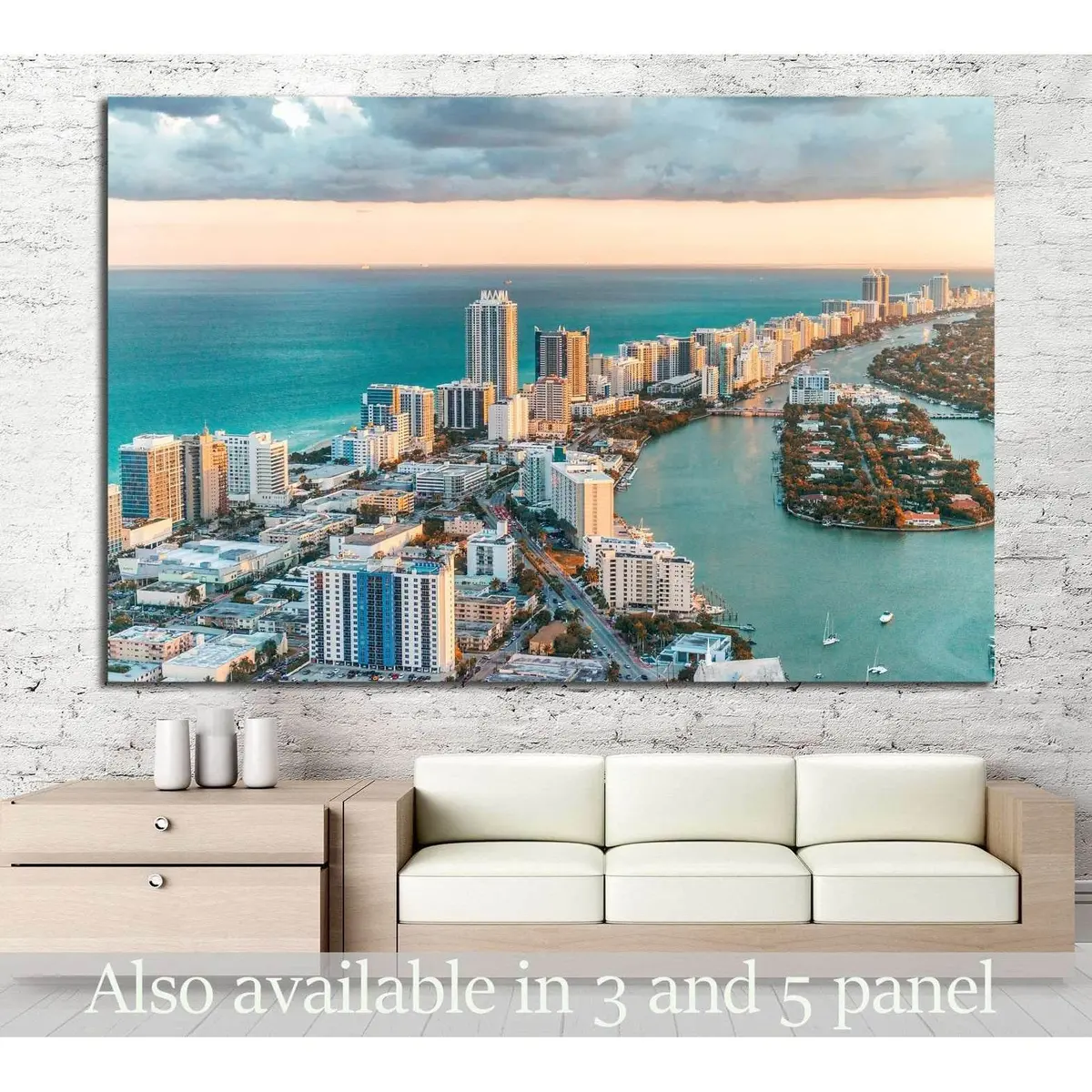 Helicopter View Of South Beach, Miami №1258 Ready To Hang Canvas Print 1