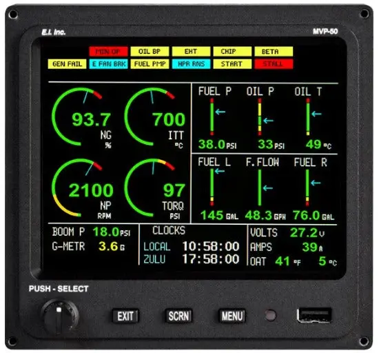 Mvp-50T Engine Monitor For Turboprops/Jets- Ag Aircraft Only 1